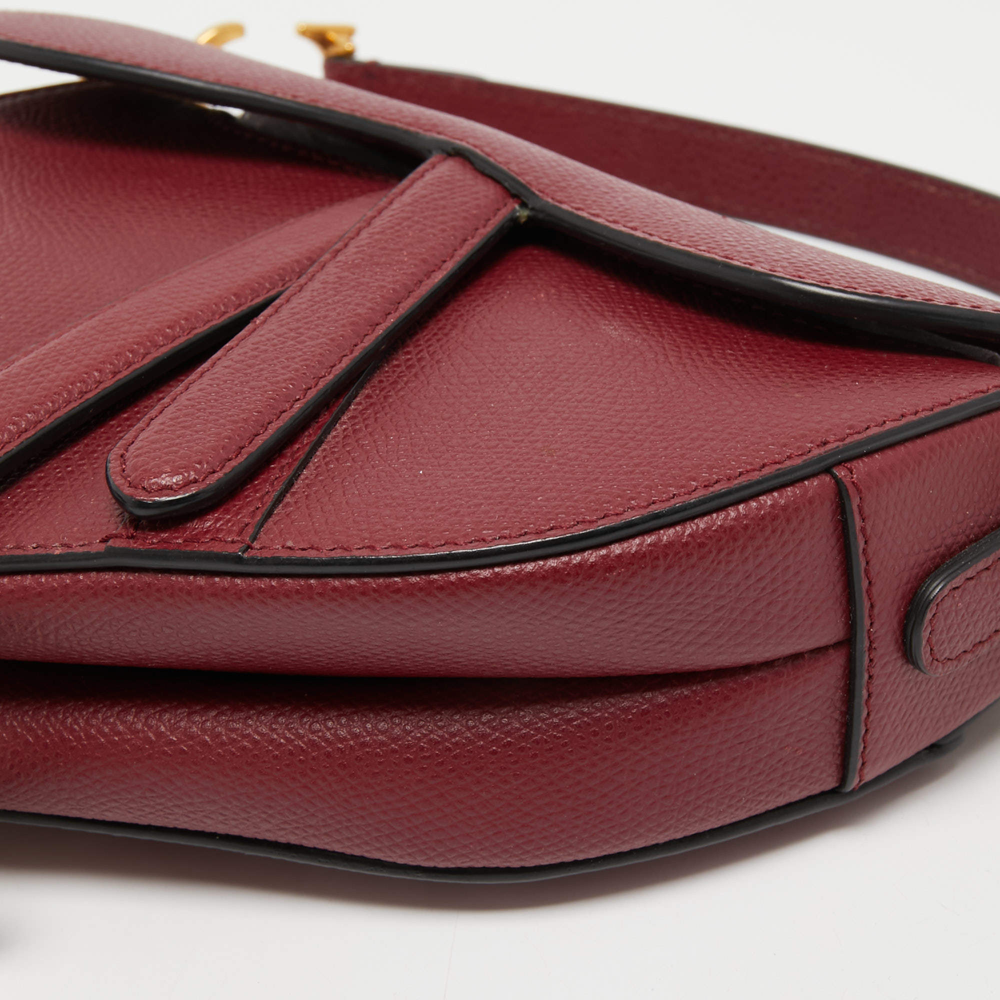 Leather handbag Dior Burgundy in Leather - 36322608