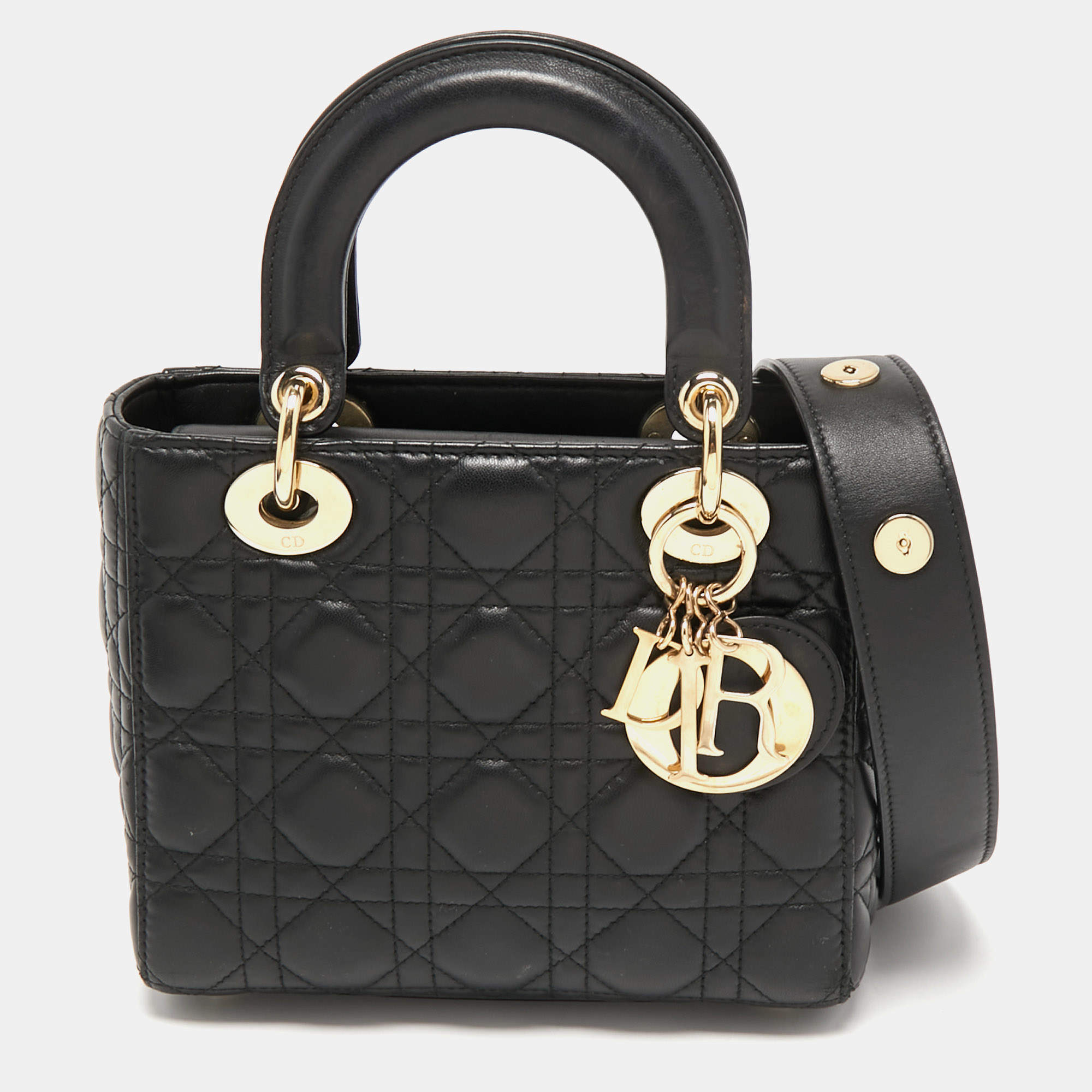 Dior Black Cannage Leather Small My Lady Dior Tote Dior | The Luxury Closet