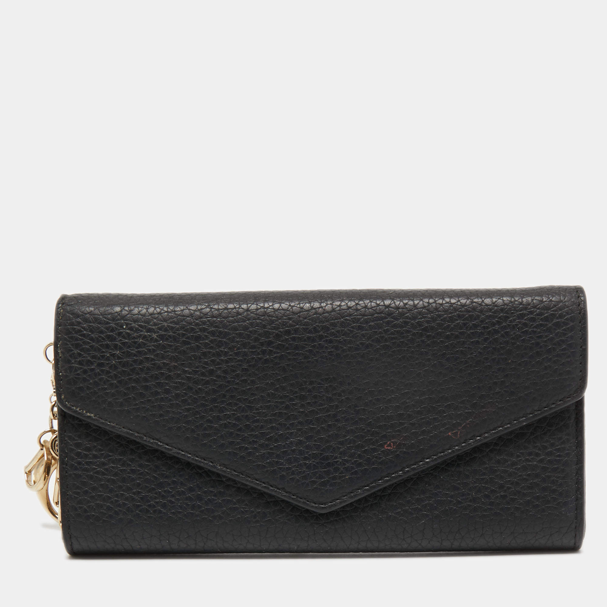 Pre Owned Dior Black Leather Diorissimo Continental Wallet