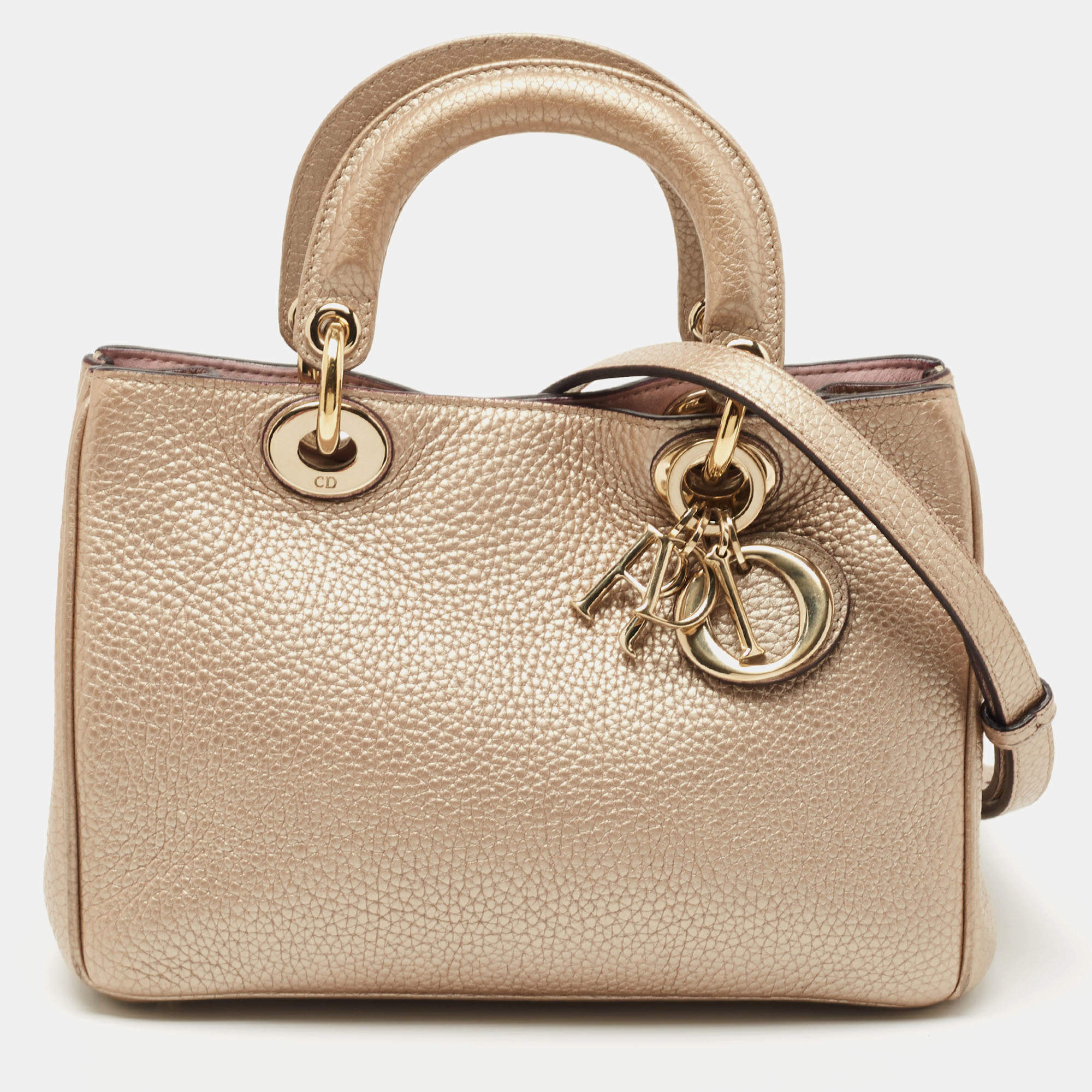 Dior Metallic Gold Leather Mini Diorissimo Tote