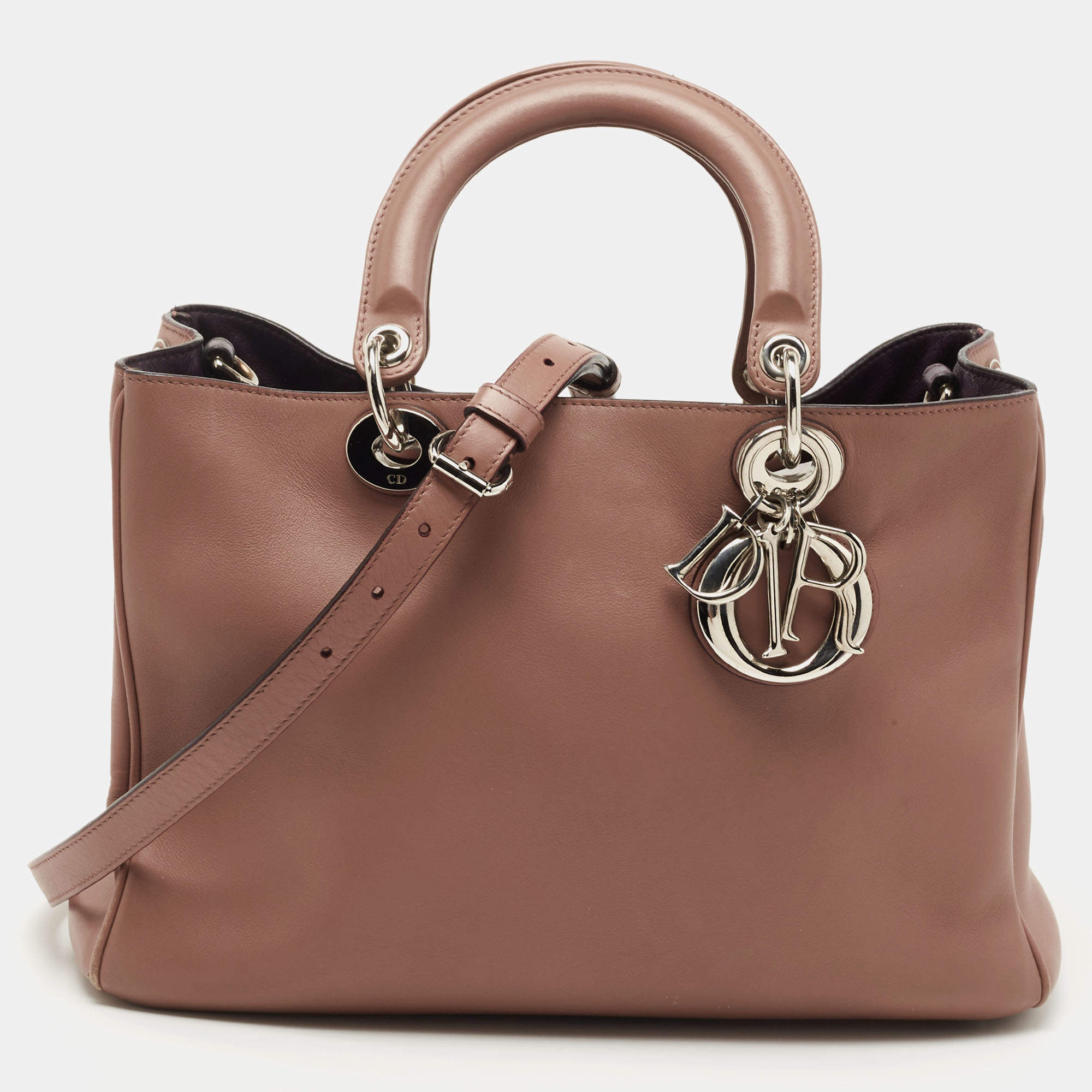 Dior Dusty Pink Leather Medium Diorissimo Shopper Tote