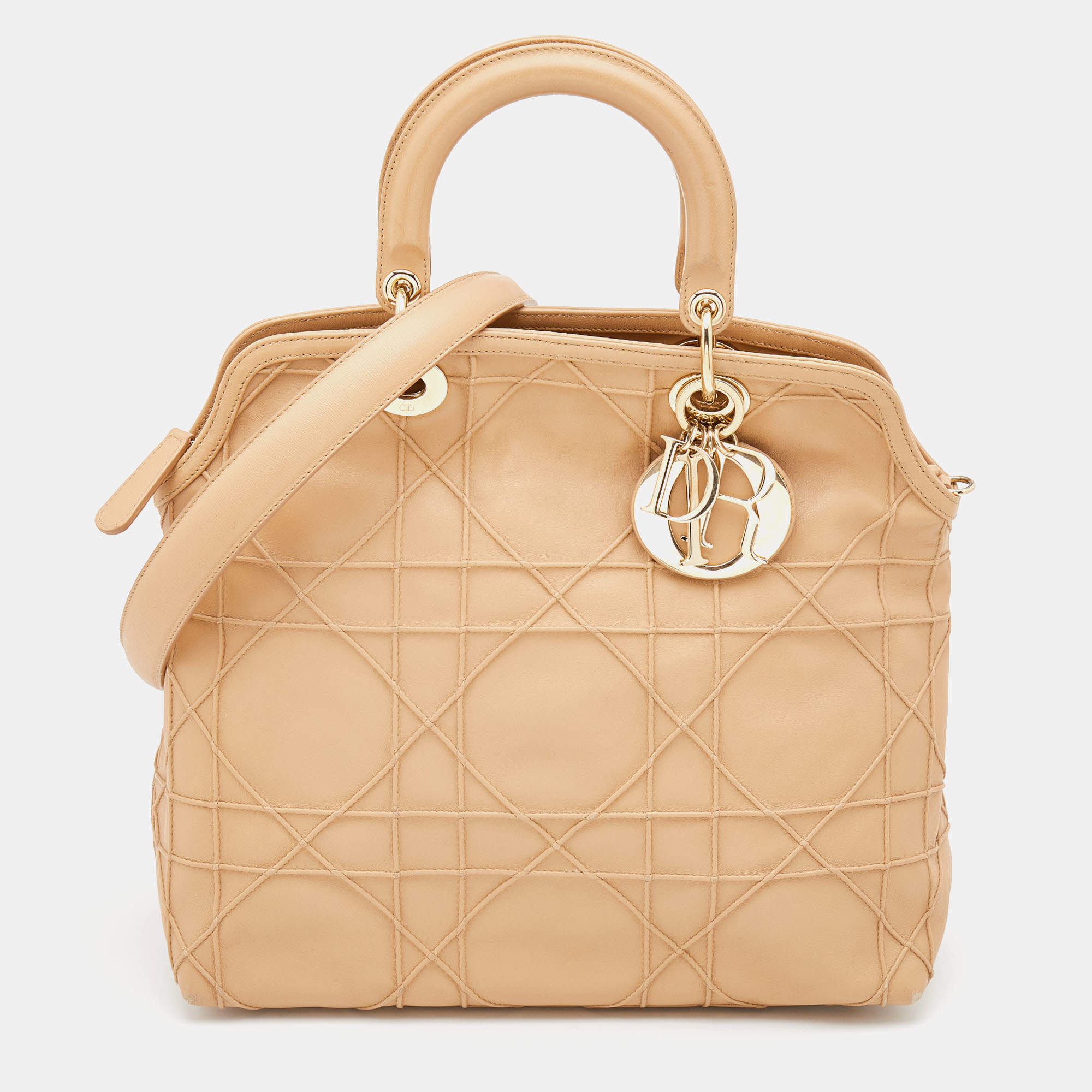 Pre Owned Dior Beige Cannage Leather Granville Tote
