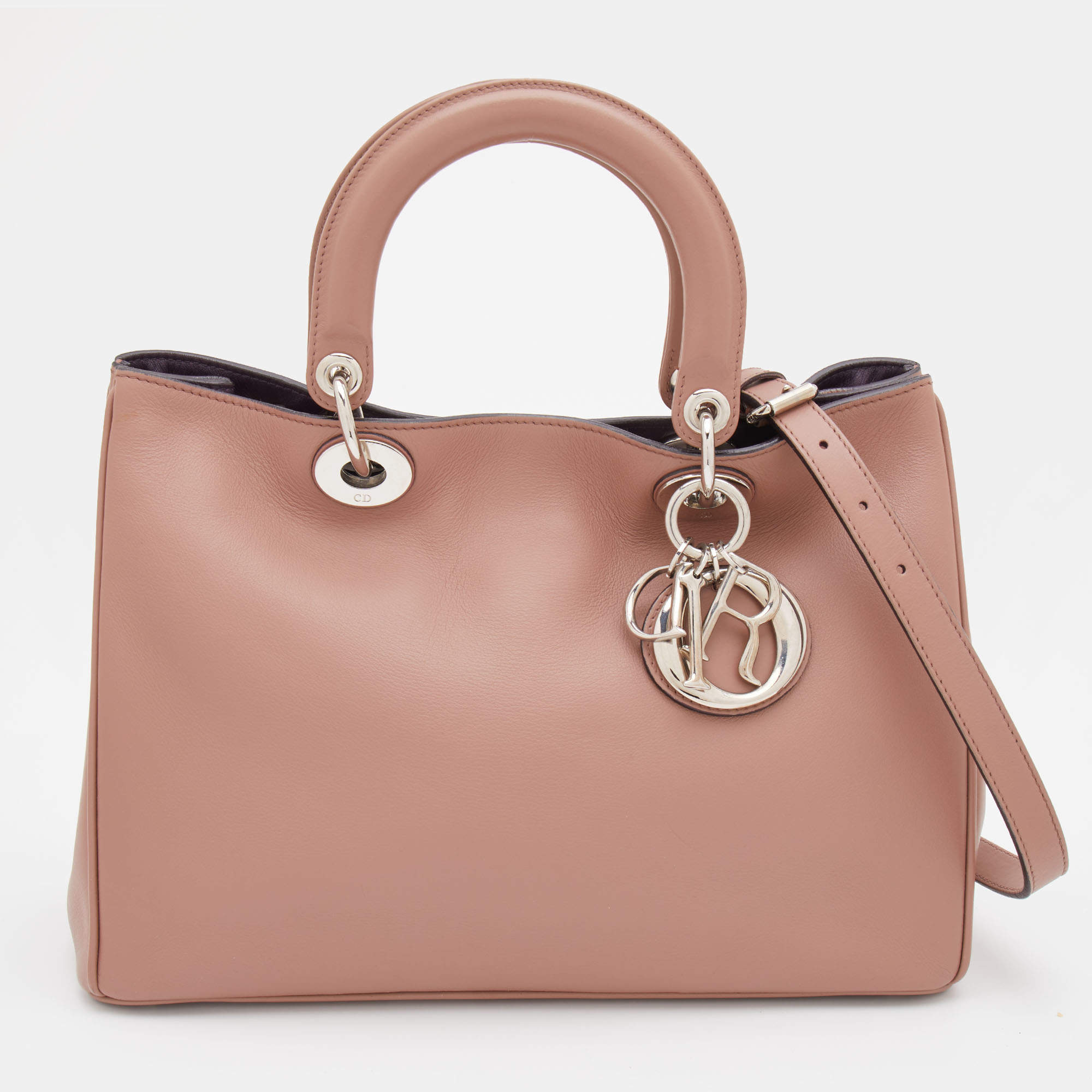 Dior Old Peach Leather Medium Diorissimo Tote