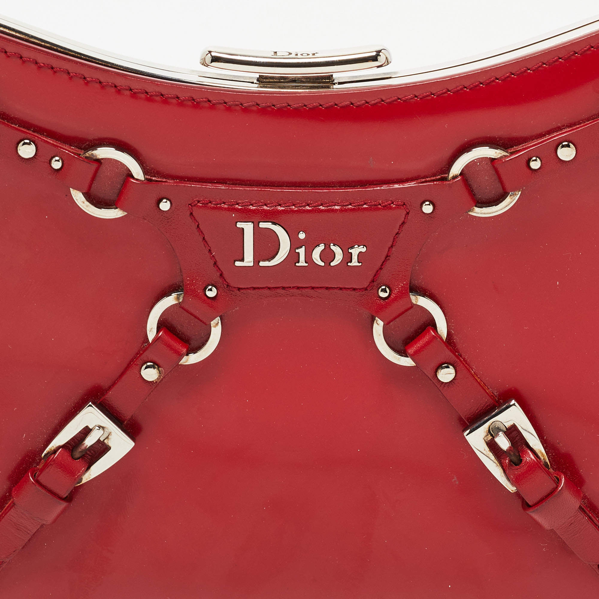 Bondage leather clutch bag Dior Red in Leather - 22686134