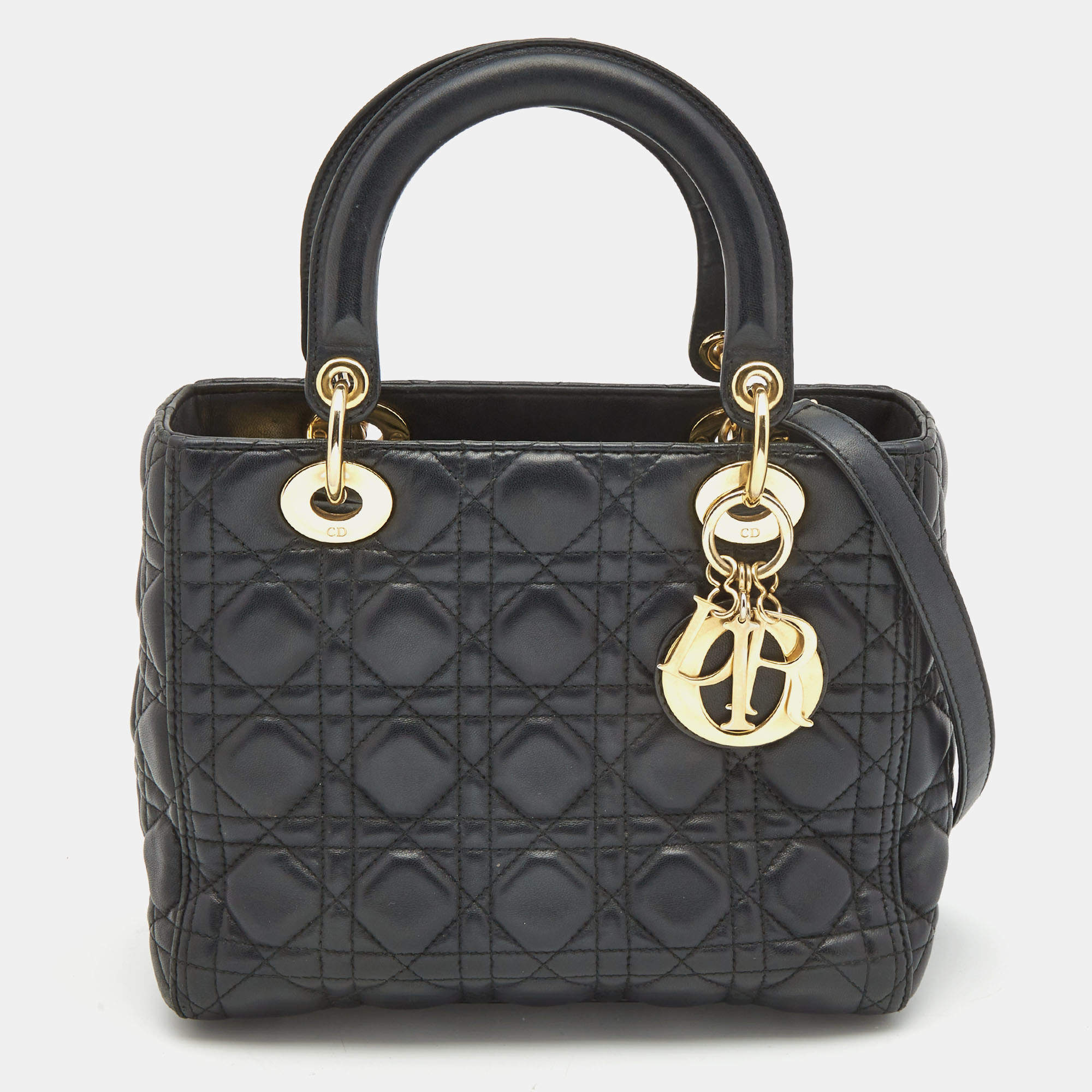 Dior Black Cannage Leather Medium Lady Dior Tote