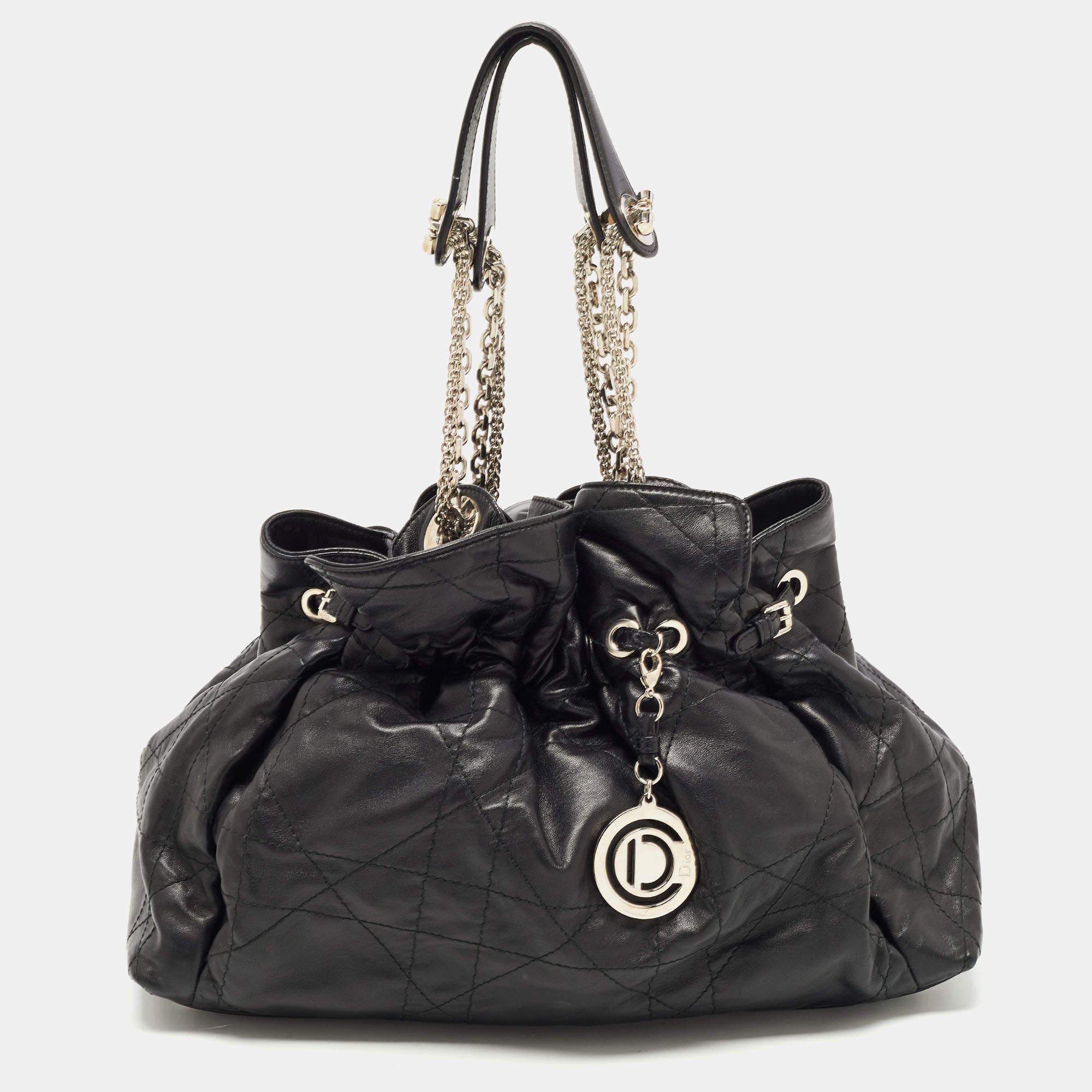 Pre Owned Dior Black Cannage Leather Le Trente Hobo