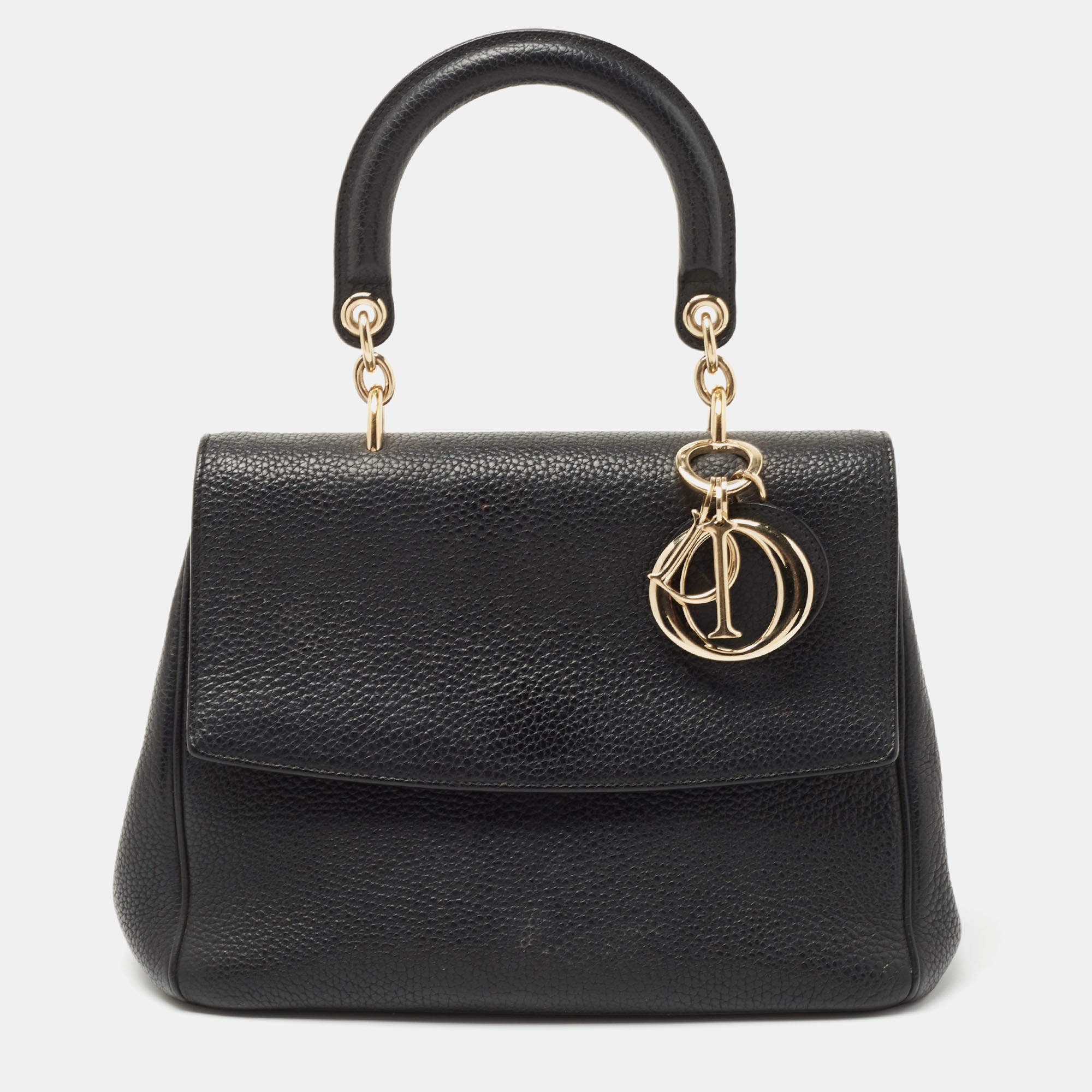 Pre Owned Dior Black Leather Small Be Dior Flap Top Handle Bag