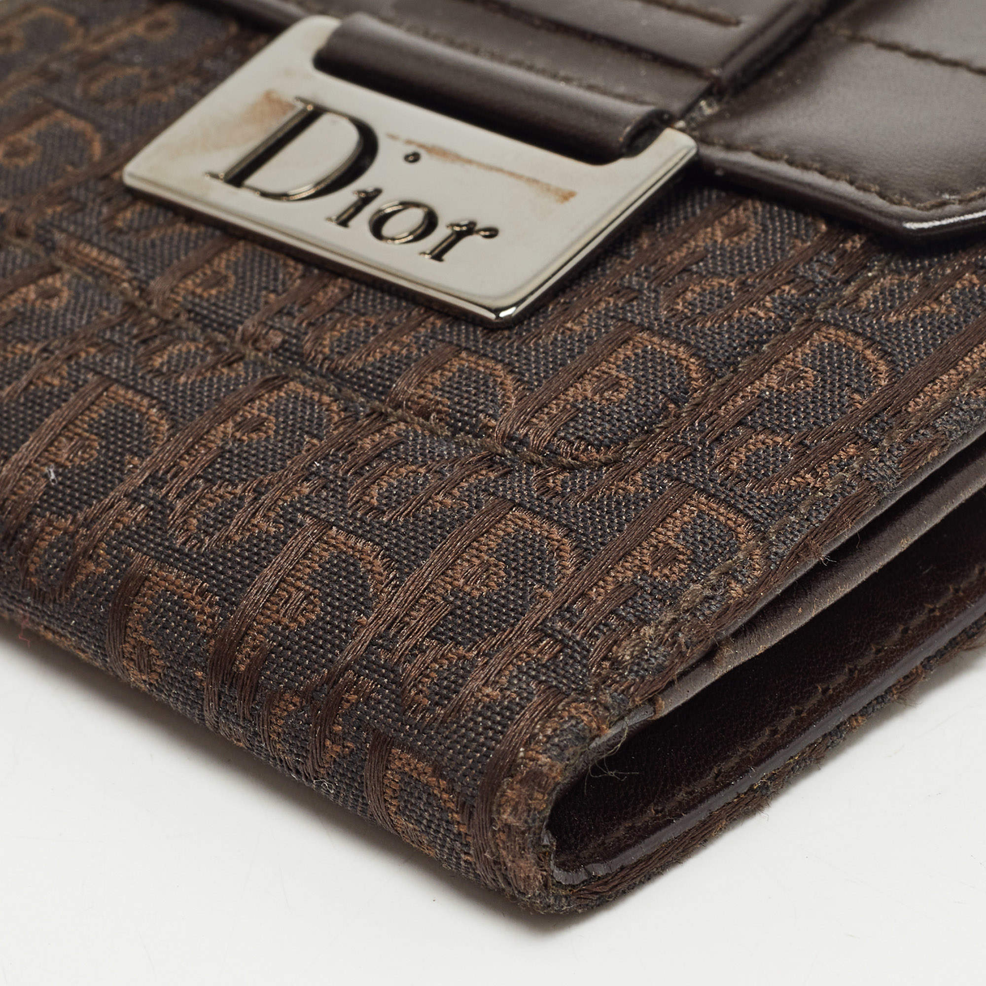 Dior Compact Wallet Beige and Black Dior Oblique Jacquard in Canvas/Leather  with Ruthenium-tone - US