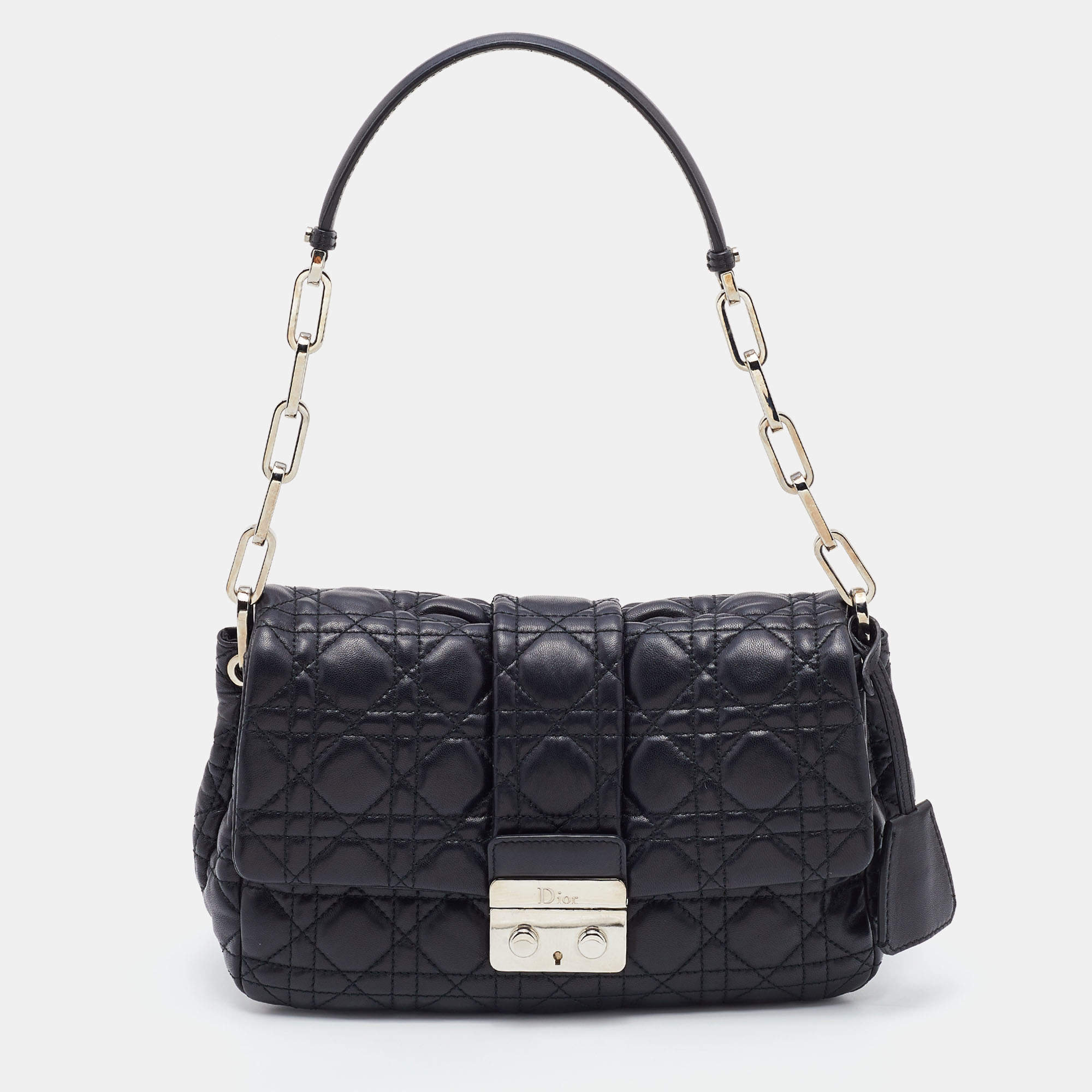 Dior Black Cannage Leather New Lock Flap Shoulder Bag Dior The Luxury