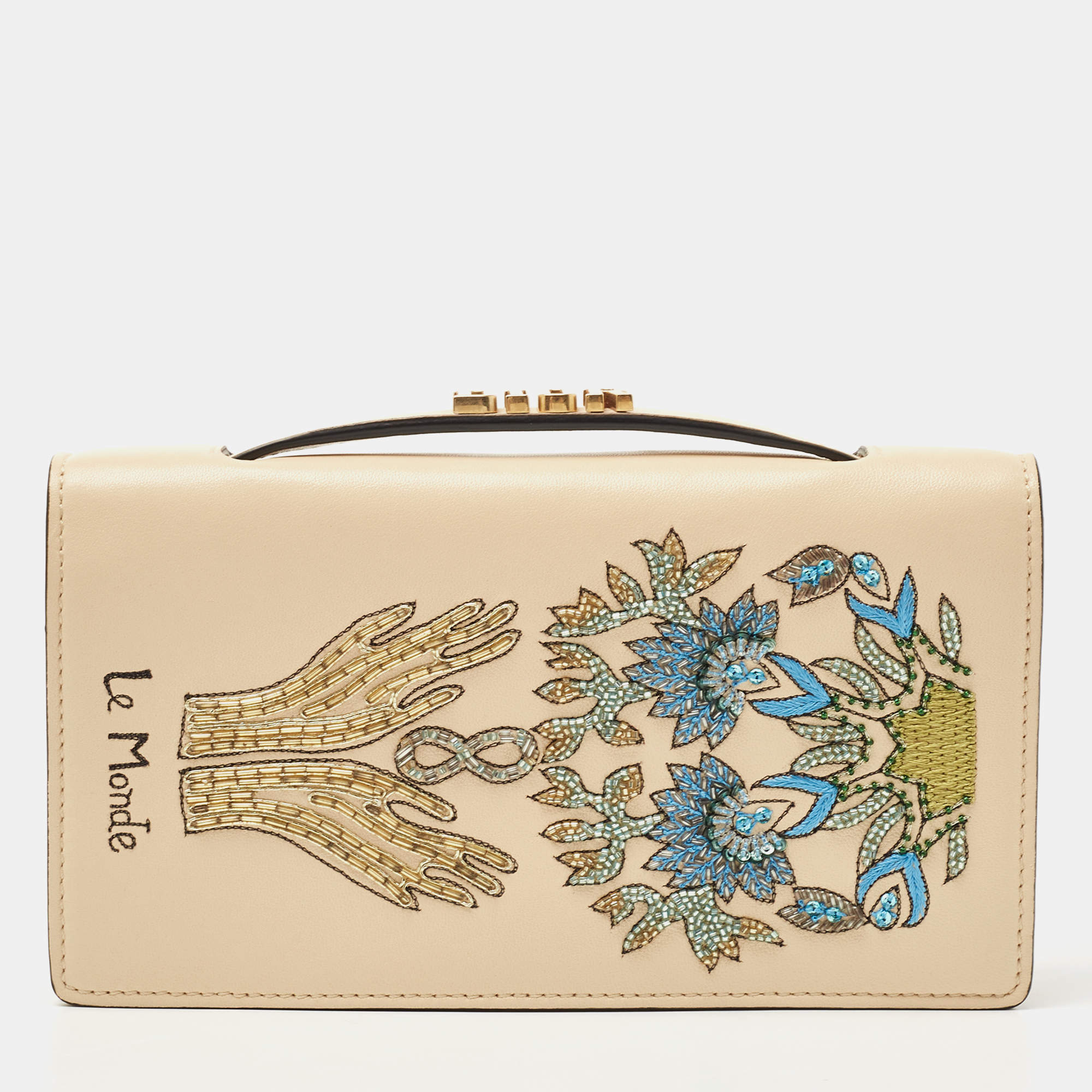 Mini Dior Book Tote Phone Bag Beige Multicolor Mizza Embroidery 13 x 18 x  5 cm  DIOR