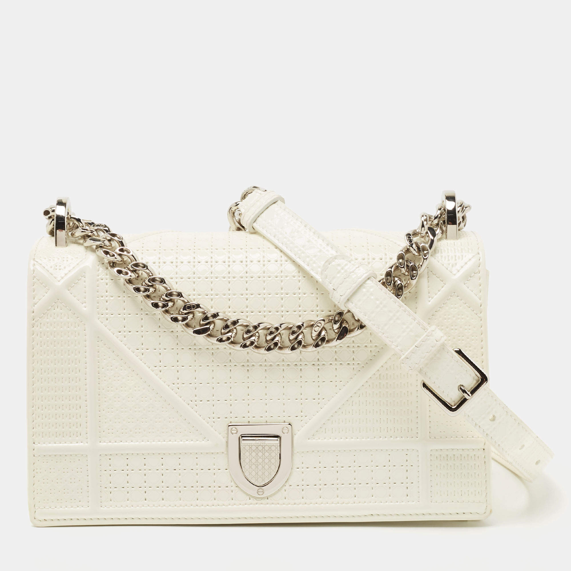 Christian Dior White Smooth Calfskin Leather Medium Bobby Crossbody Bag   Yoogis Closet