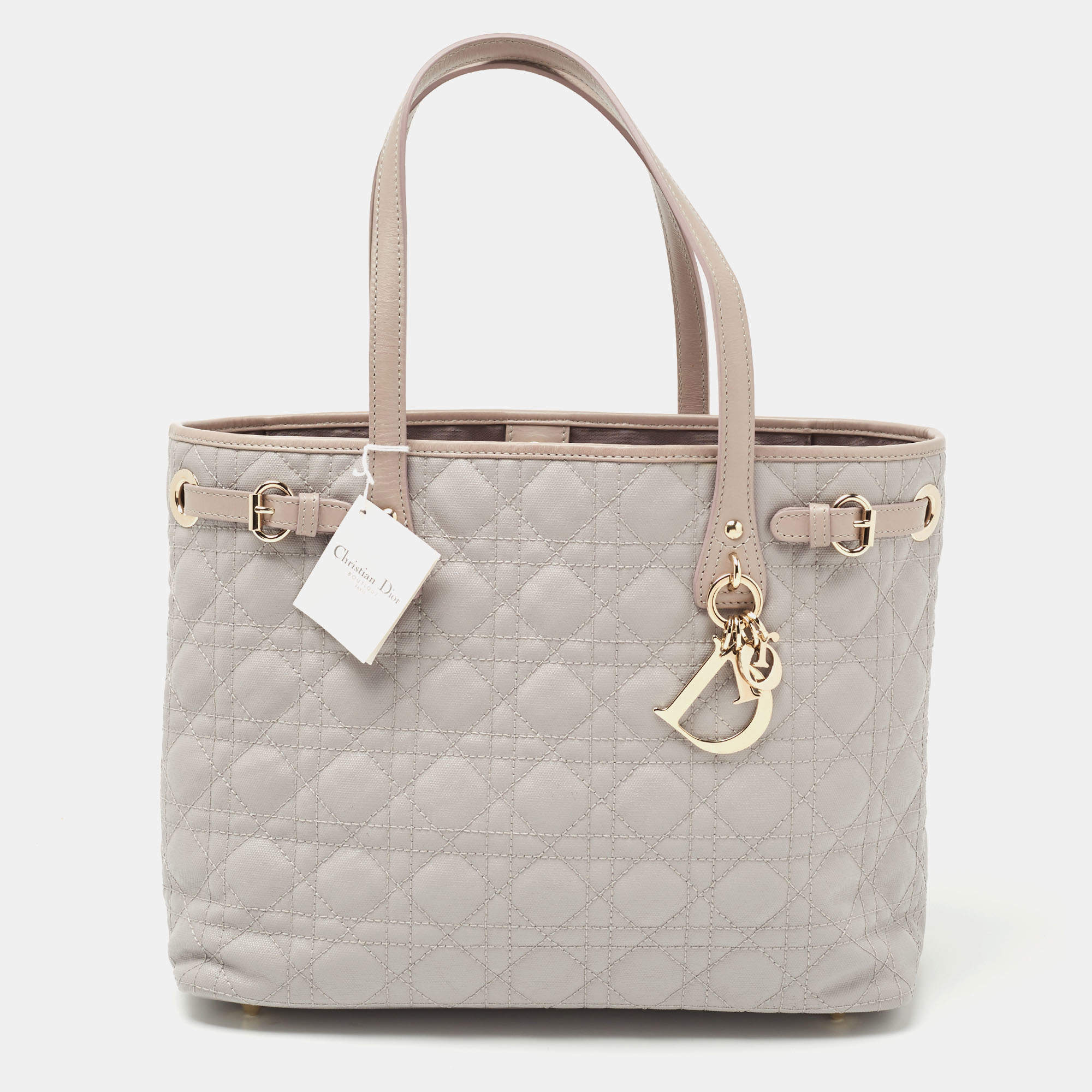 Pre Owned Dior Metallic Grey Coated Canvas Small Panarea Tote