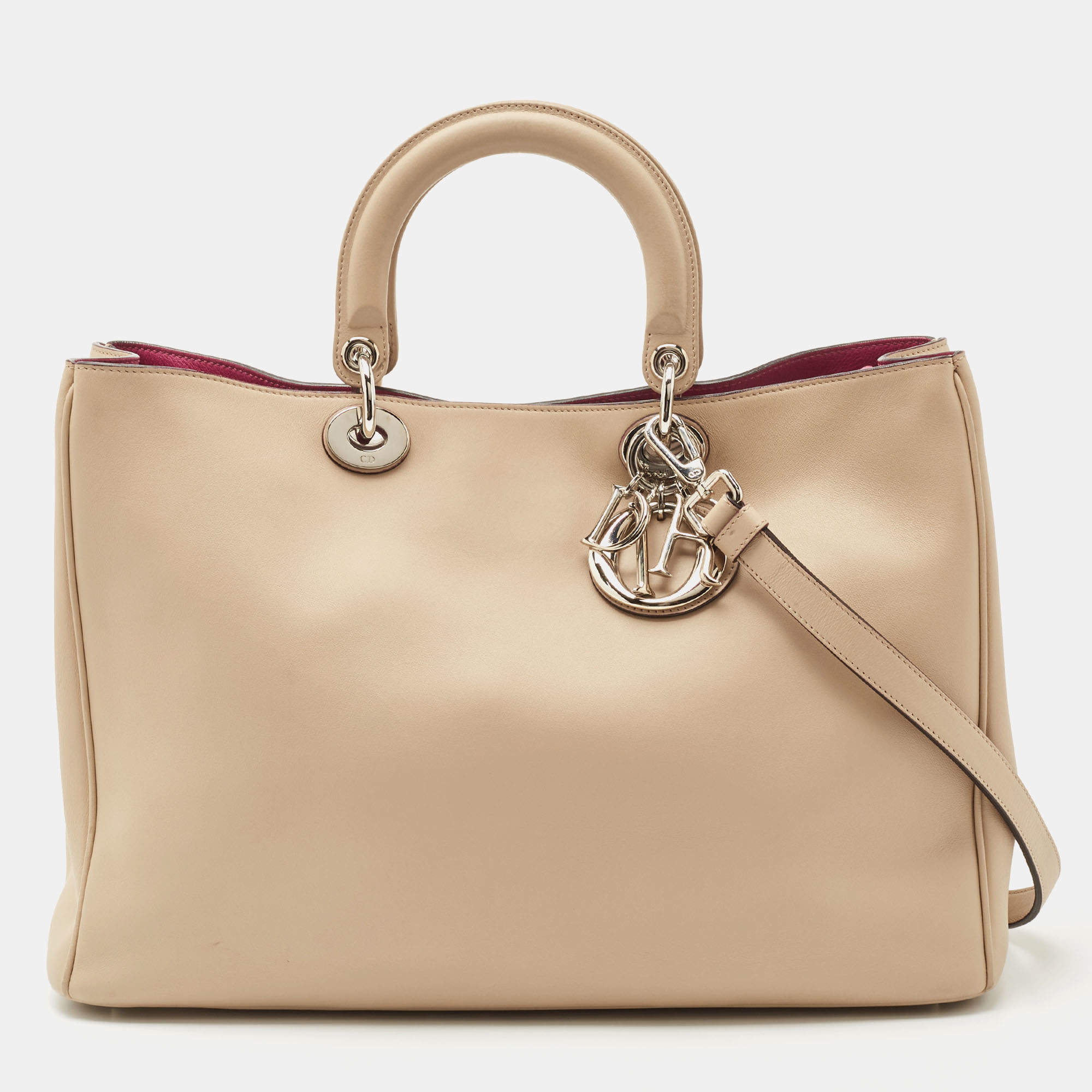 Dior Beige Leather Large Diorissimo Shopper Tote