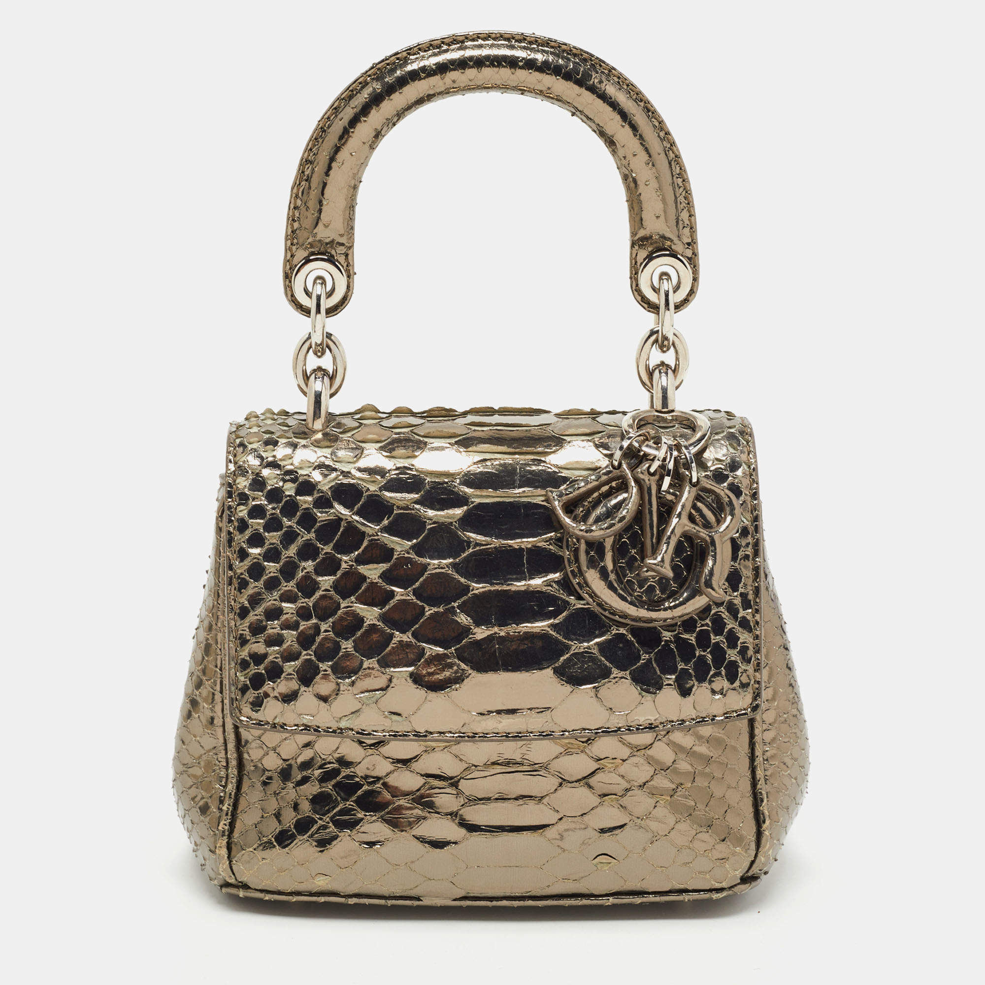 Pre Owned Dior Metallic Python Micro Be Dior Tote