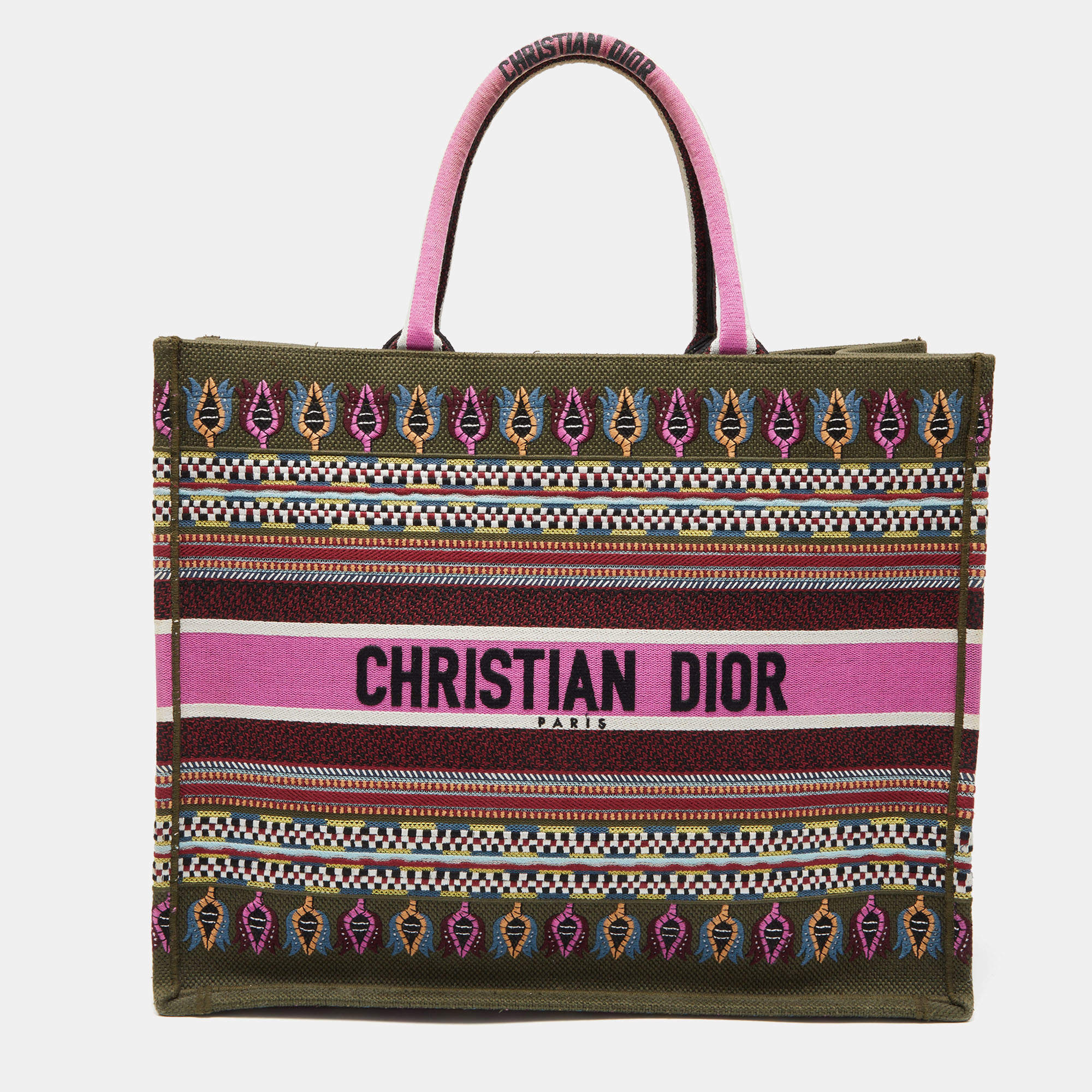 Dior Multicolor Embroidered Canvas Large Book Tote