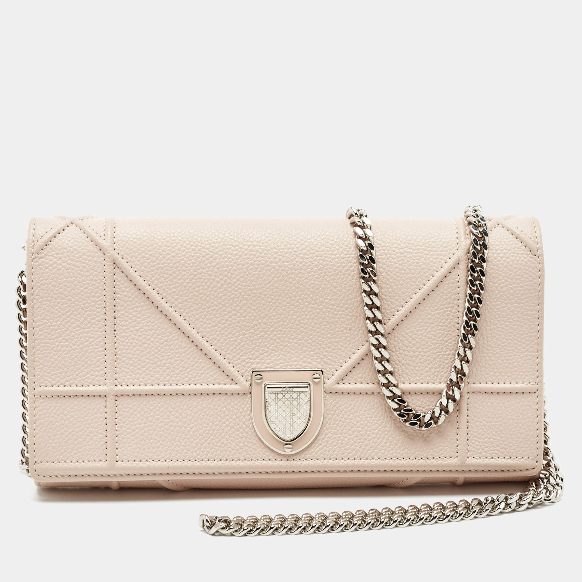 Dior Beige Leather Diorama Wallet on Chain