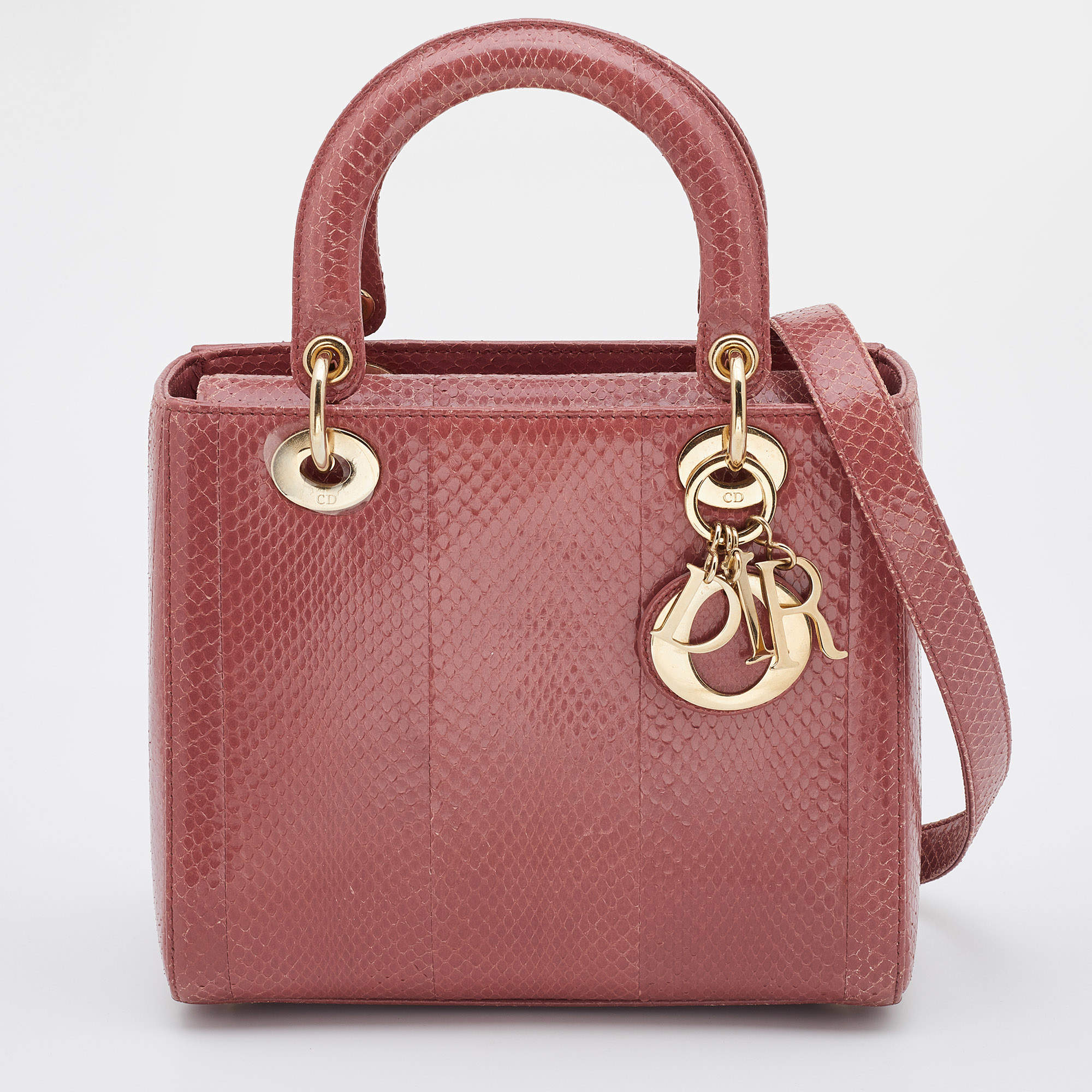 Dior Pink Python Medium Lady Dior Tote