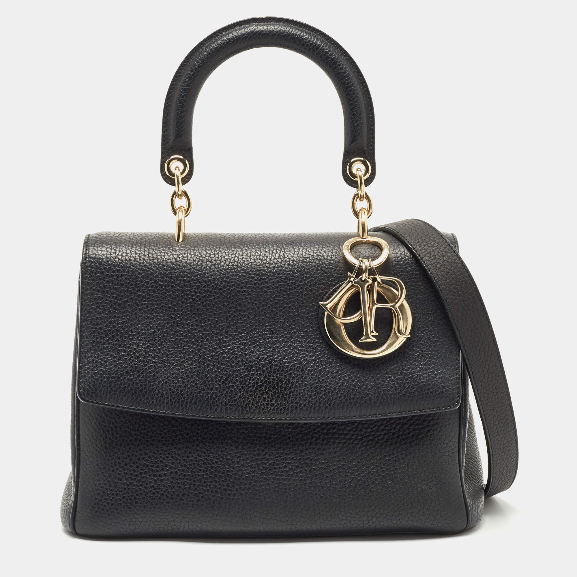 Pre Owned Dior Black Leather Mini Be Dior Top Handle Bag