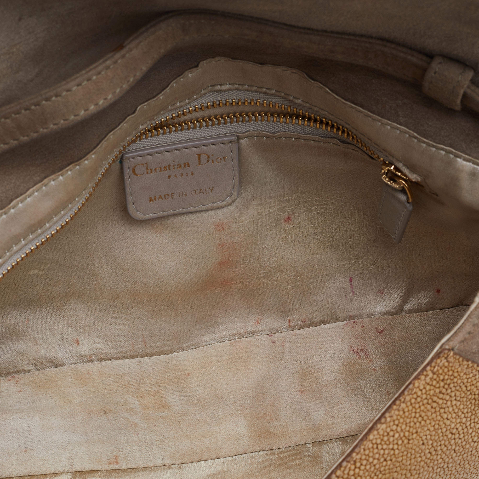 Dior Grey/Beige Stringray and Suede Flap Saddle Shoulder Bag Dior