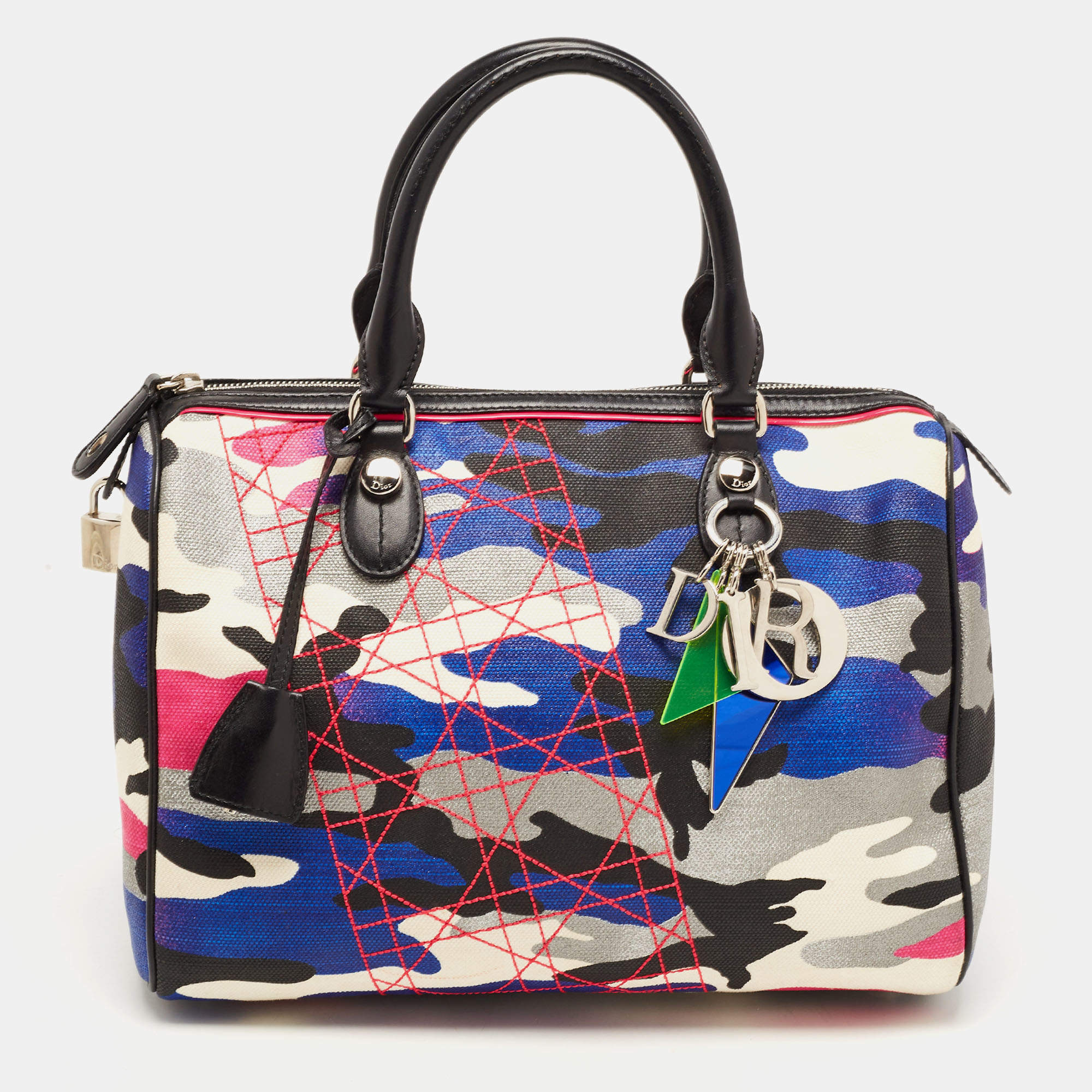 Dior Multicolor Camouflage Canvas Anselm Boston Bag