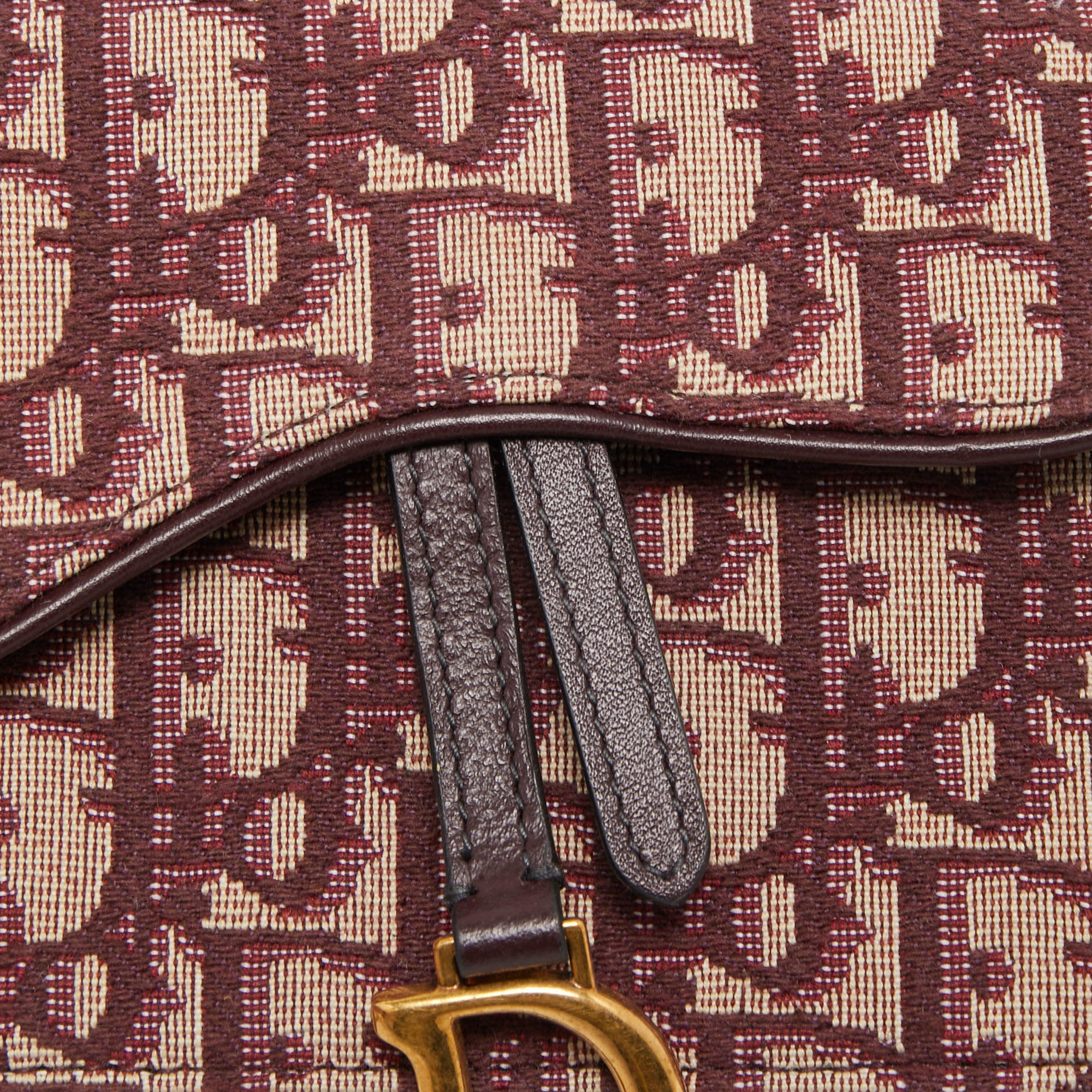 CHRISTIAN DIOR Saddle Oblique Jacquard Belt Bag Burgundy