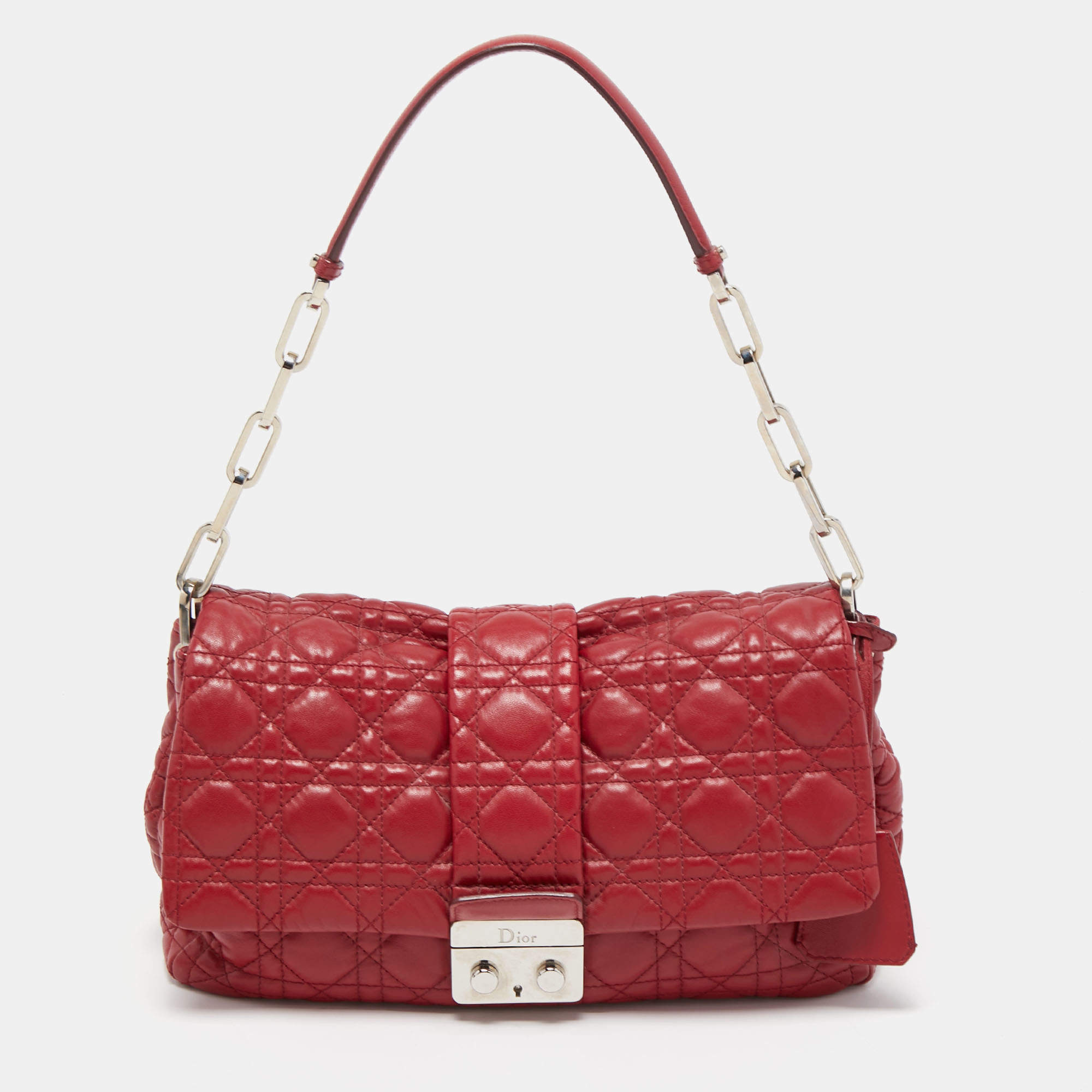Pre Owned Dior Red Cannage Leather Miss Dior Shoulder Bag