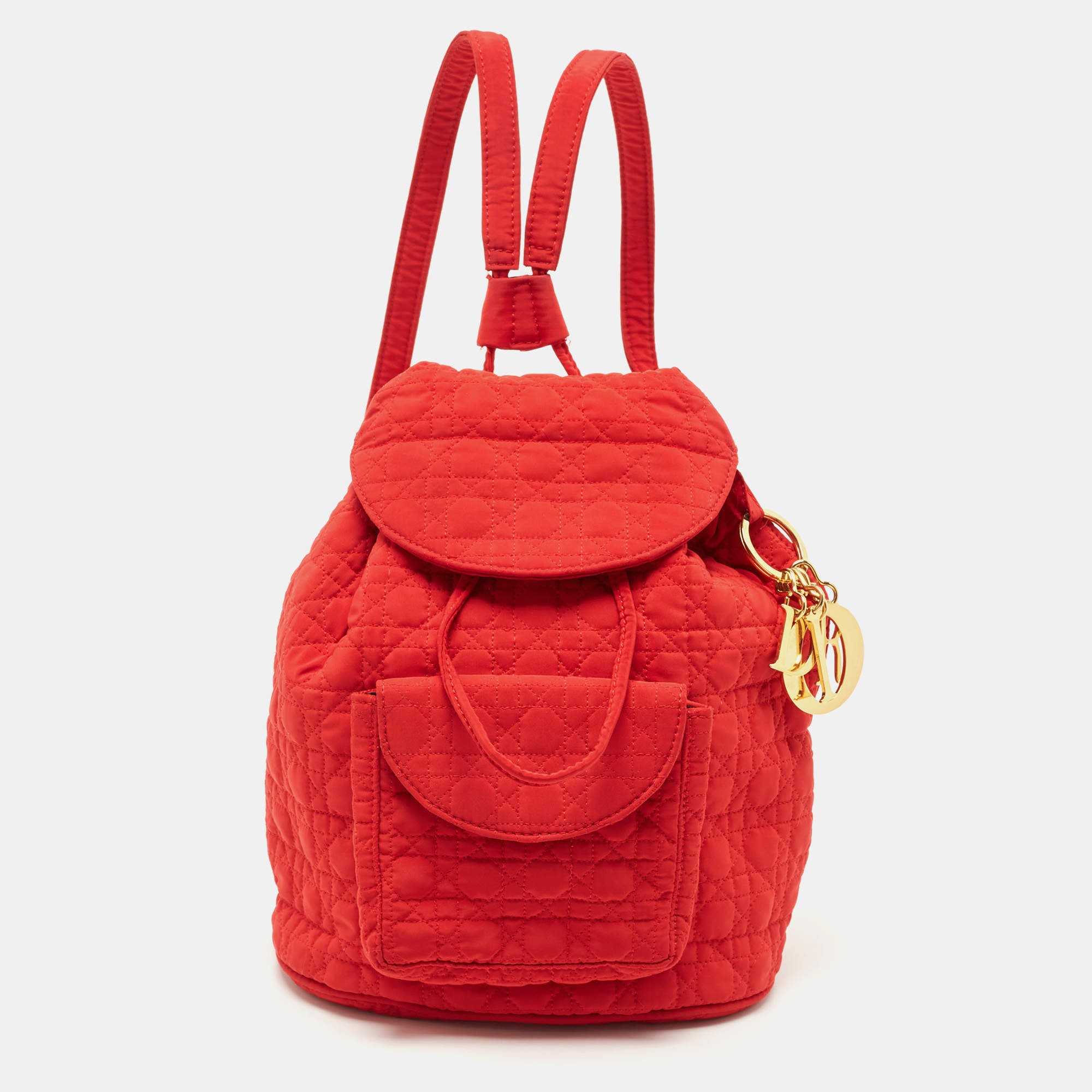 Dior Red Cannage Nylon Mini Drawstring Backpack