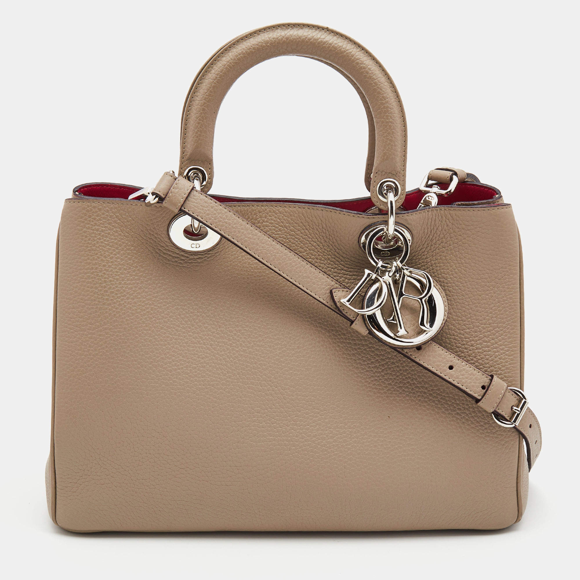 Dior Beige Leather Medium Diorissimo Shopper Tote