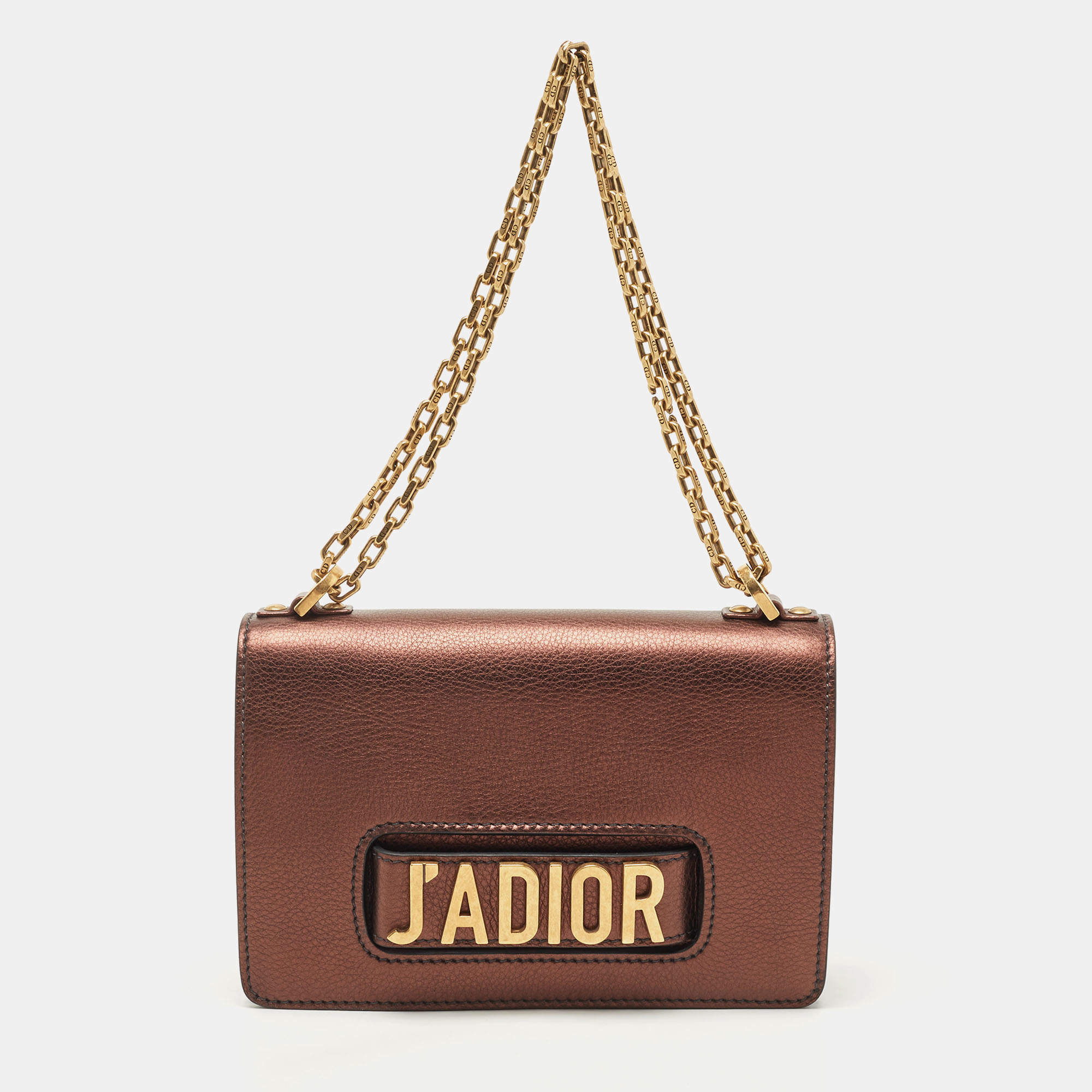 Pre Owned Dior Copper Leather J’adior Flap Shoulder Bag                