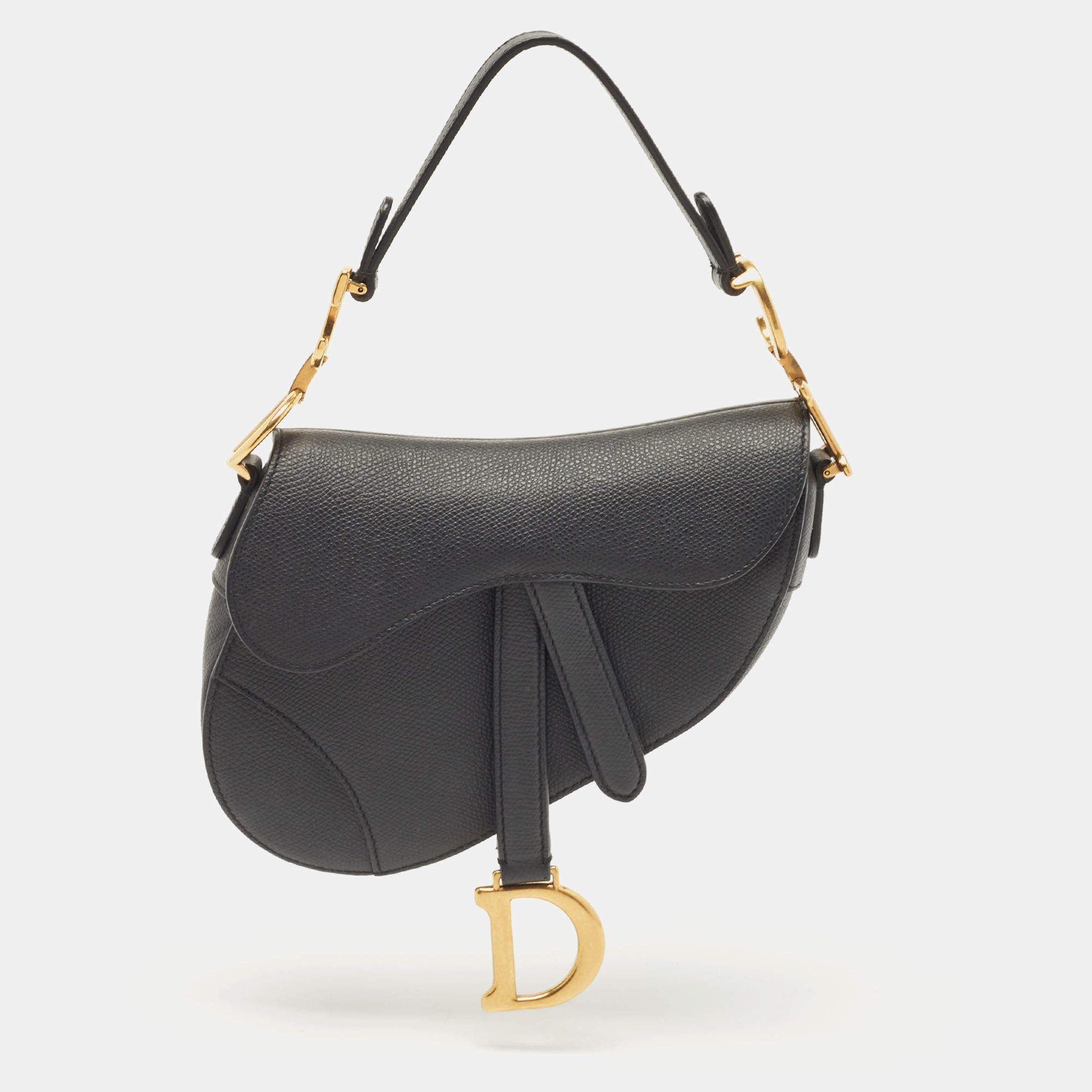 Dior Black Leather Mini Saddle Bag