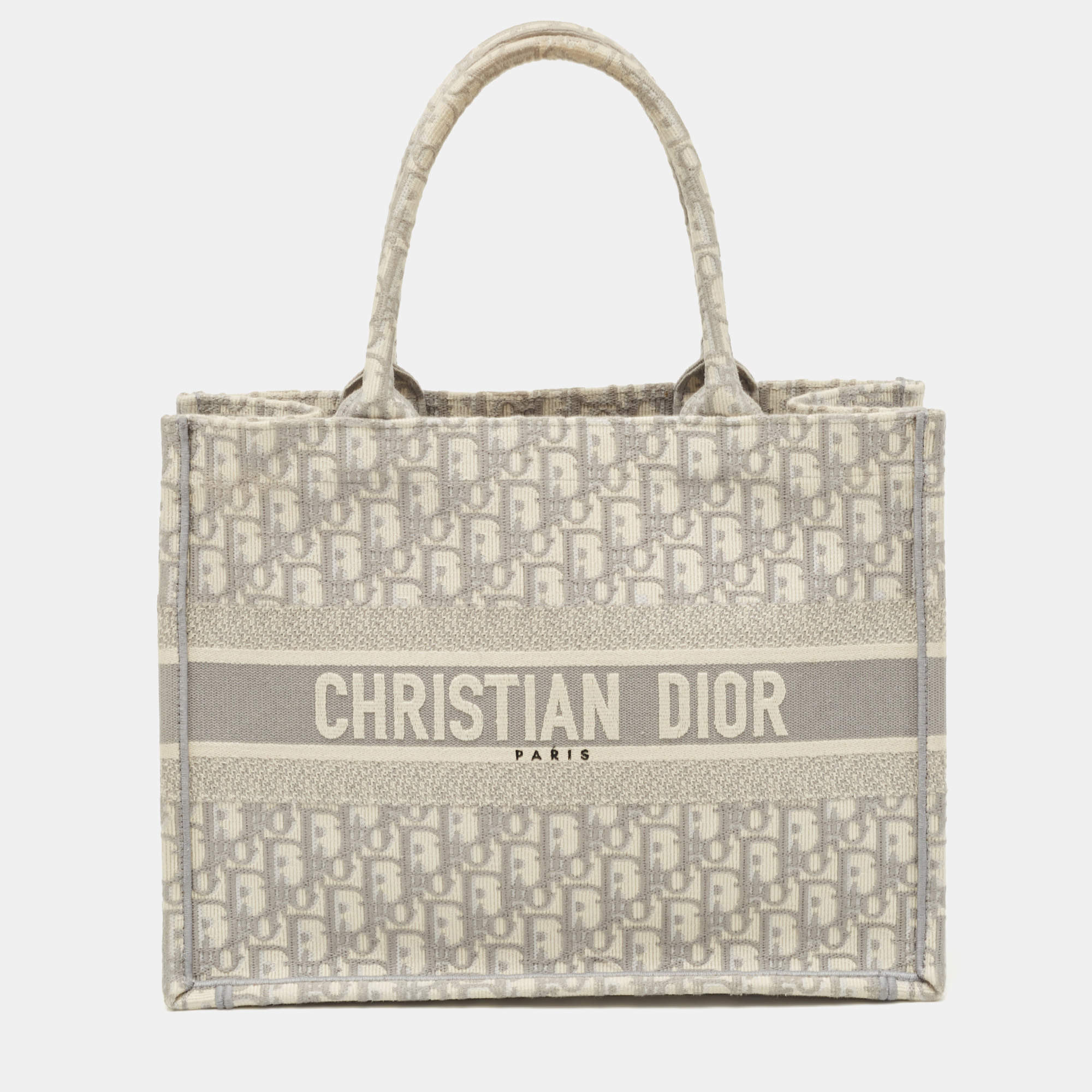 Pre Owned Dior Grey Oblique Canvas Medium Book Tote