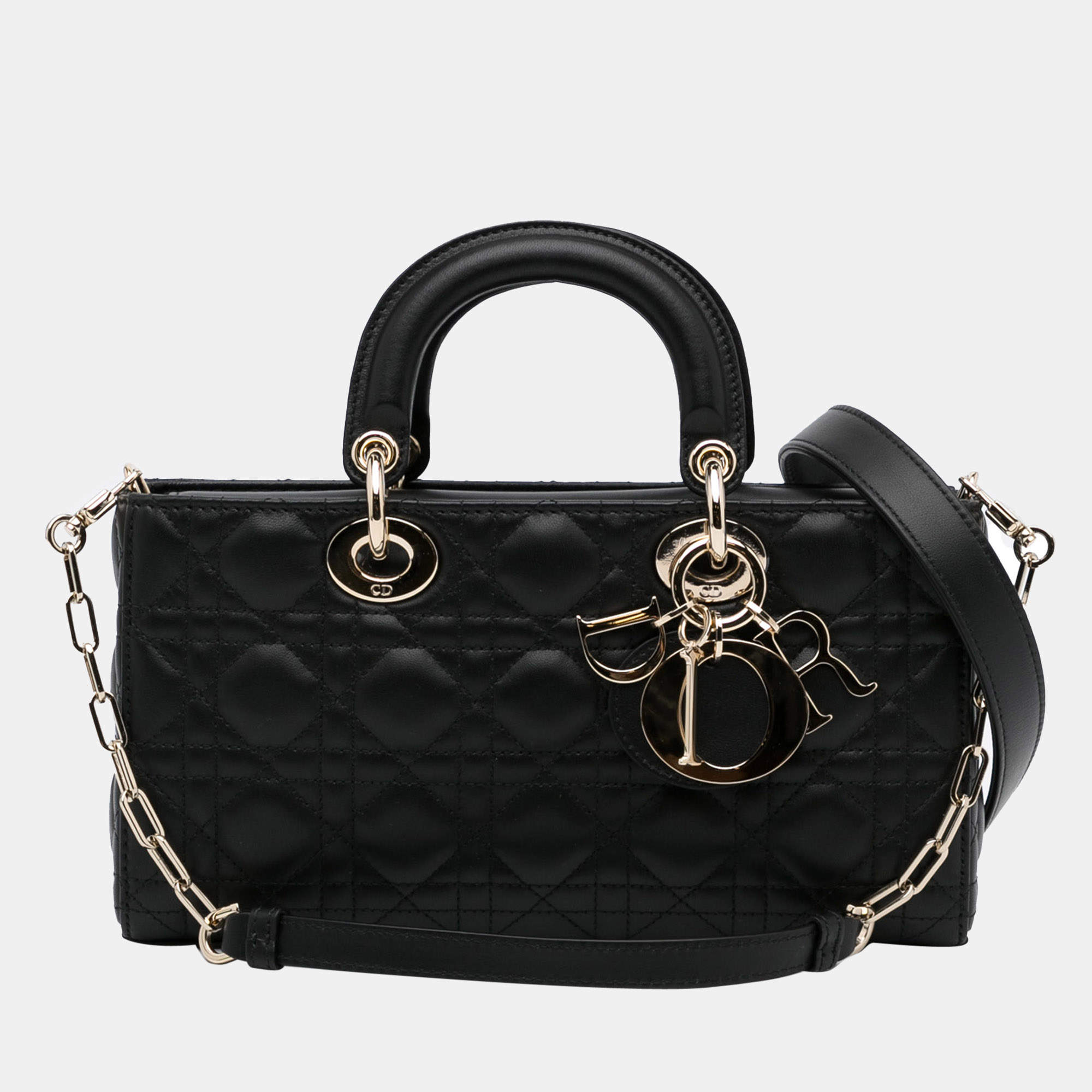 Pre Owned Dior Black Medium Cannage Lady D-Joy