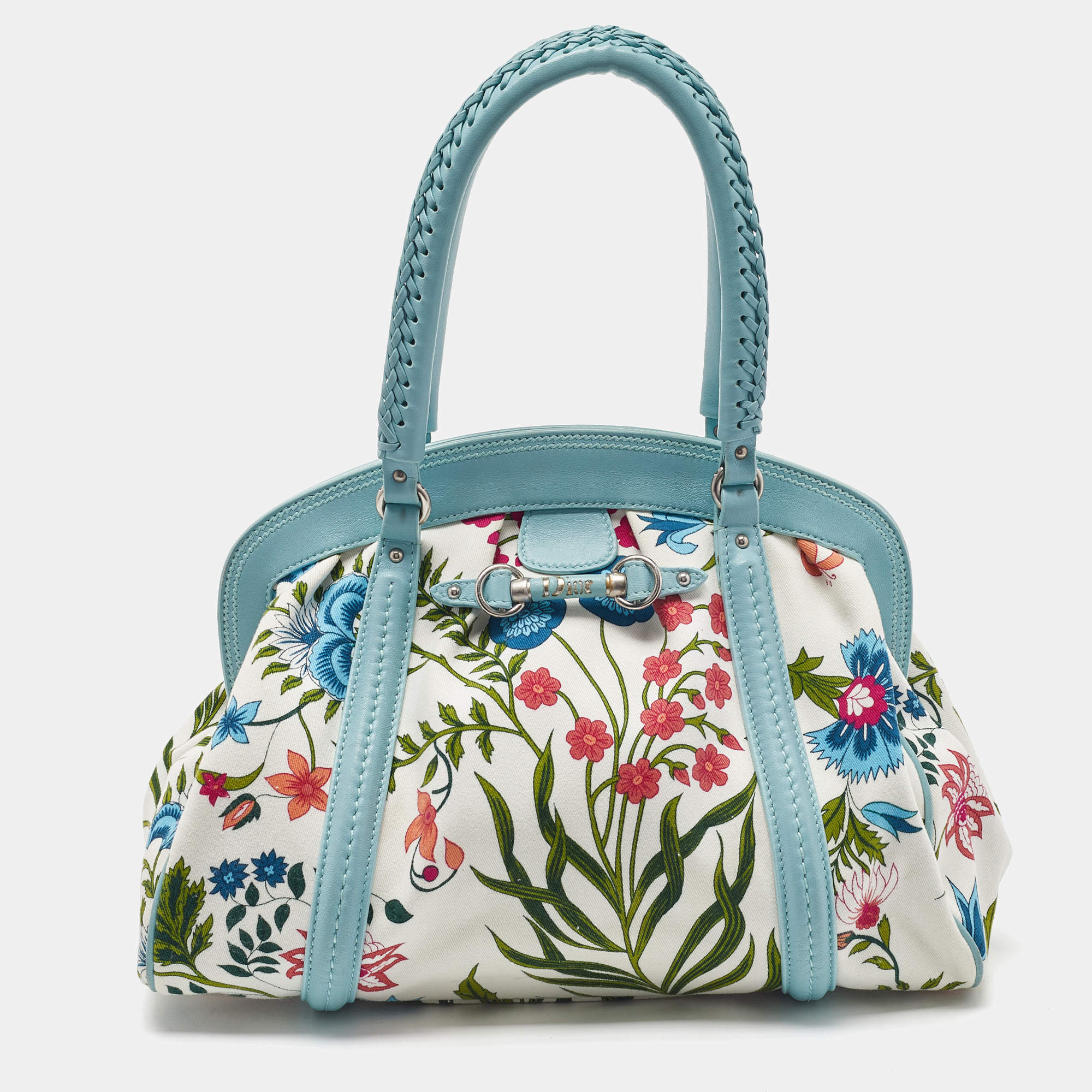 Pre Owned Dior Multicolor Floral Canvas and Leather My Dior Frame Satchel