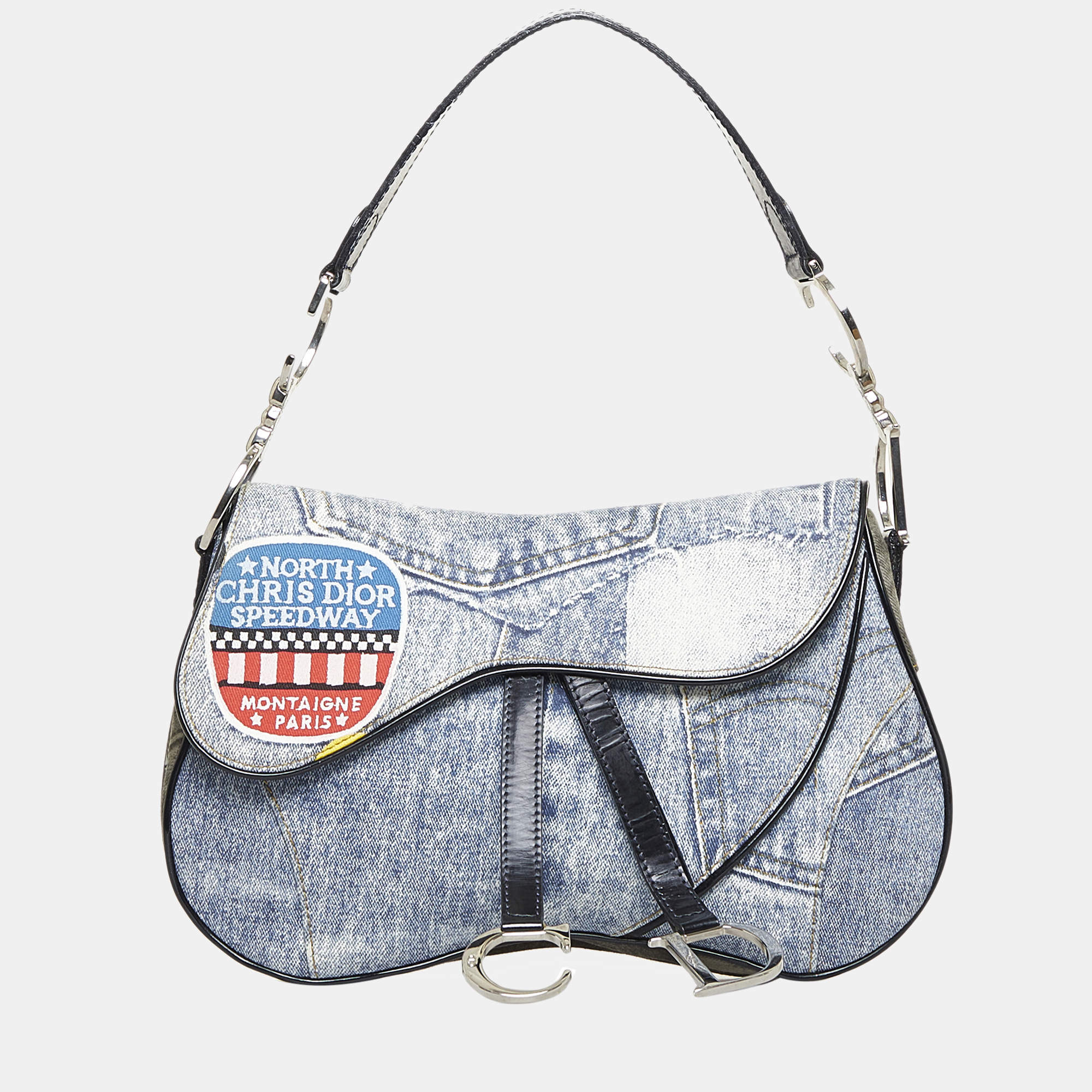 Pre Owned Dior Blue Speedway Double Saddle