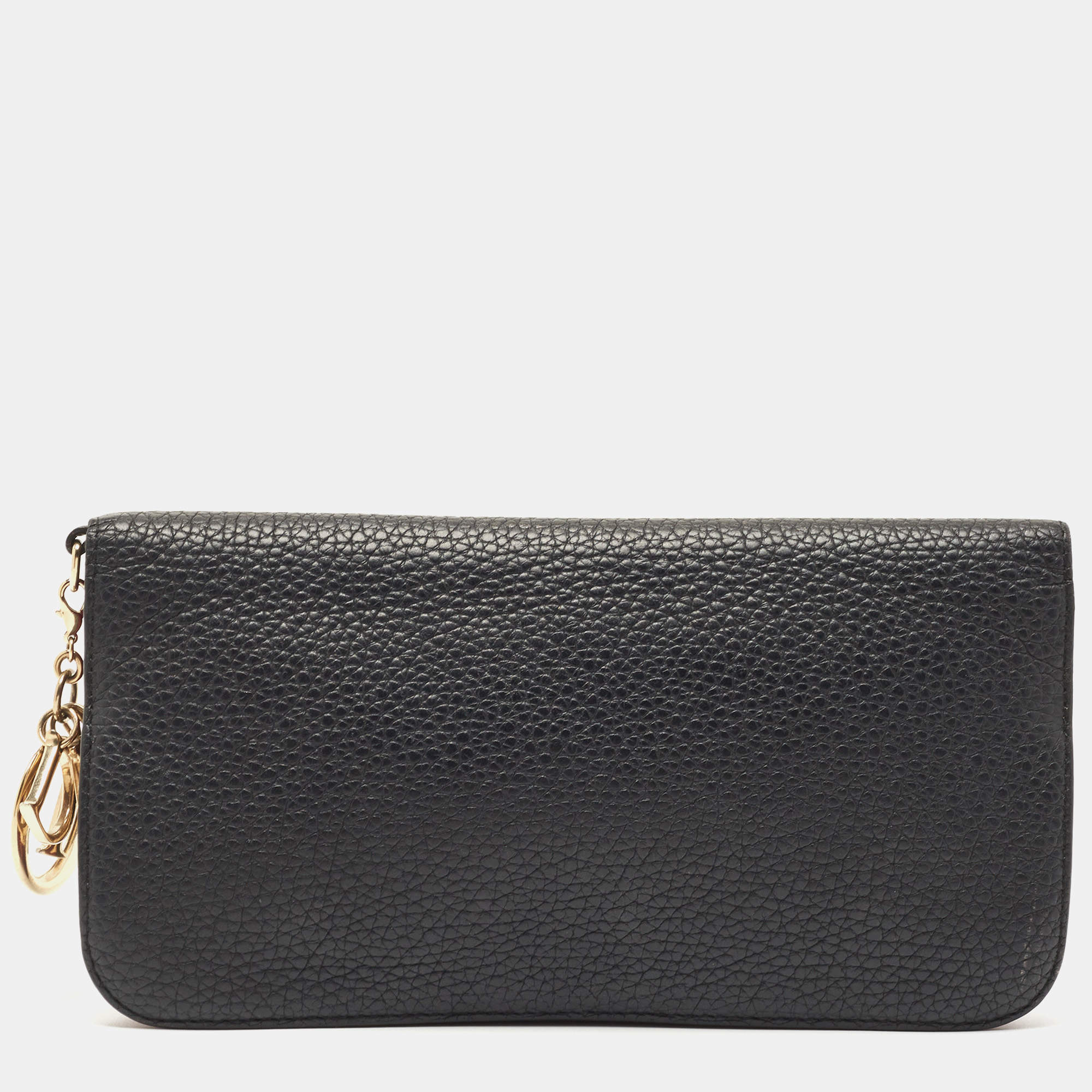 Pre Owned Dior Black/Pink Leather Diorissimo Voyageur  Zip Around Wallet