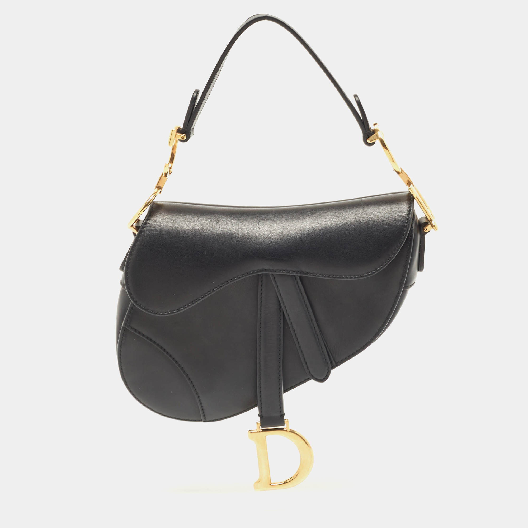 Dior Black Leather Mini Saddle Bag