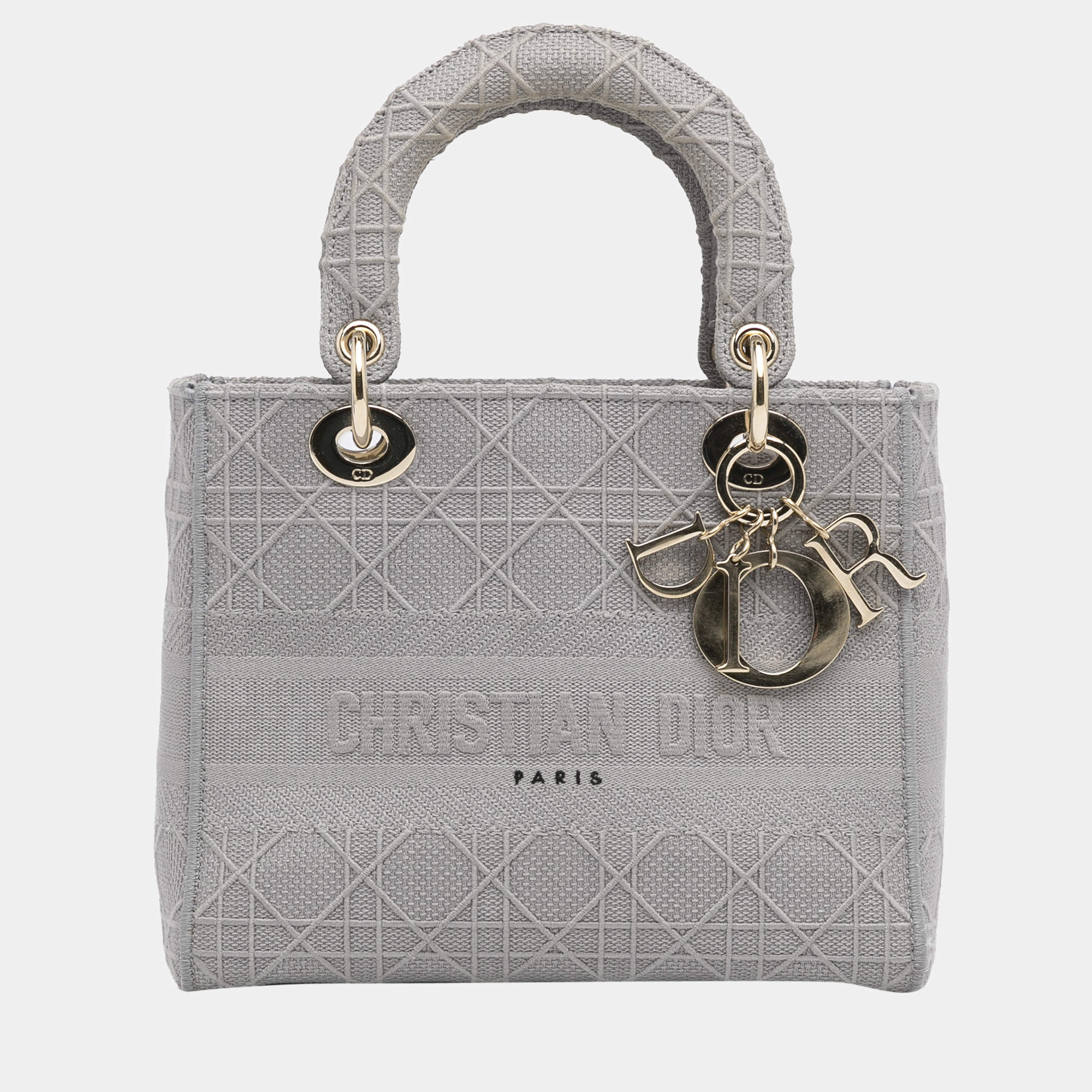 Pre Owned Dior Grey Medium Cannage Lady D-Lite