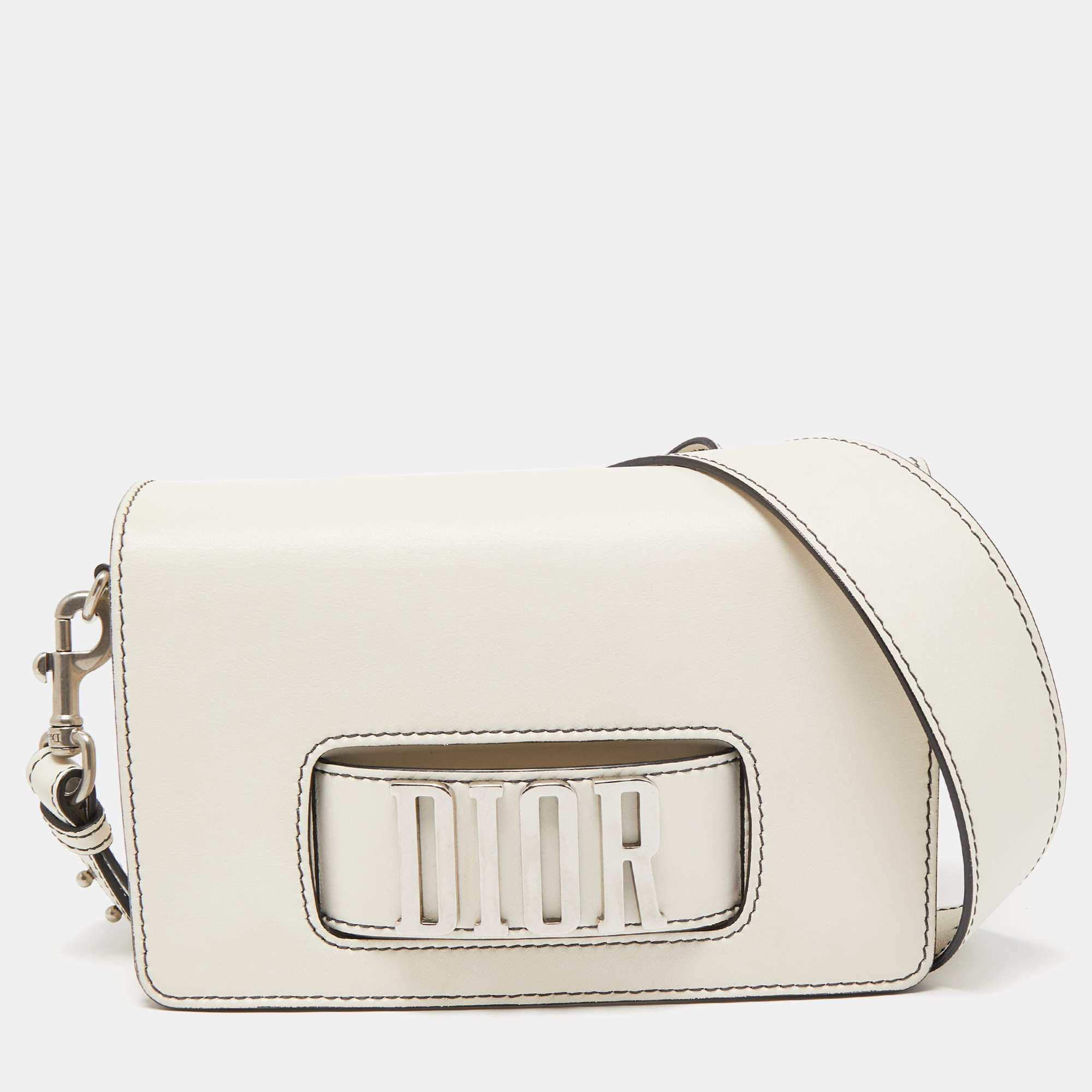 Pre Owned Dior Off White Leather Dio(r)evolution Shoulder Bag