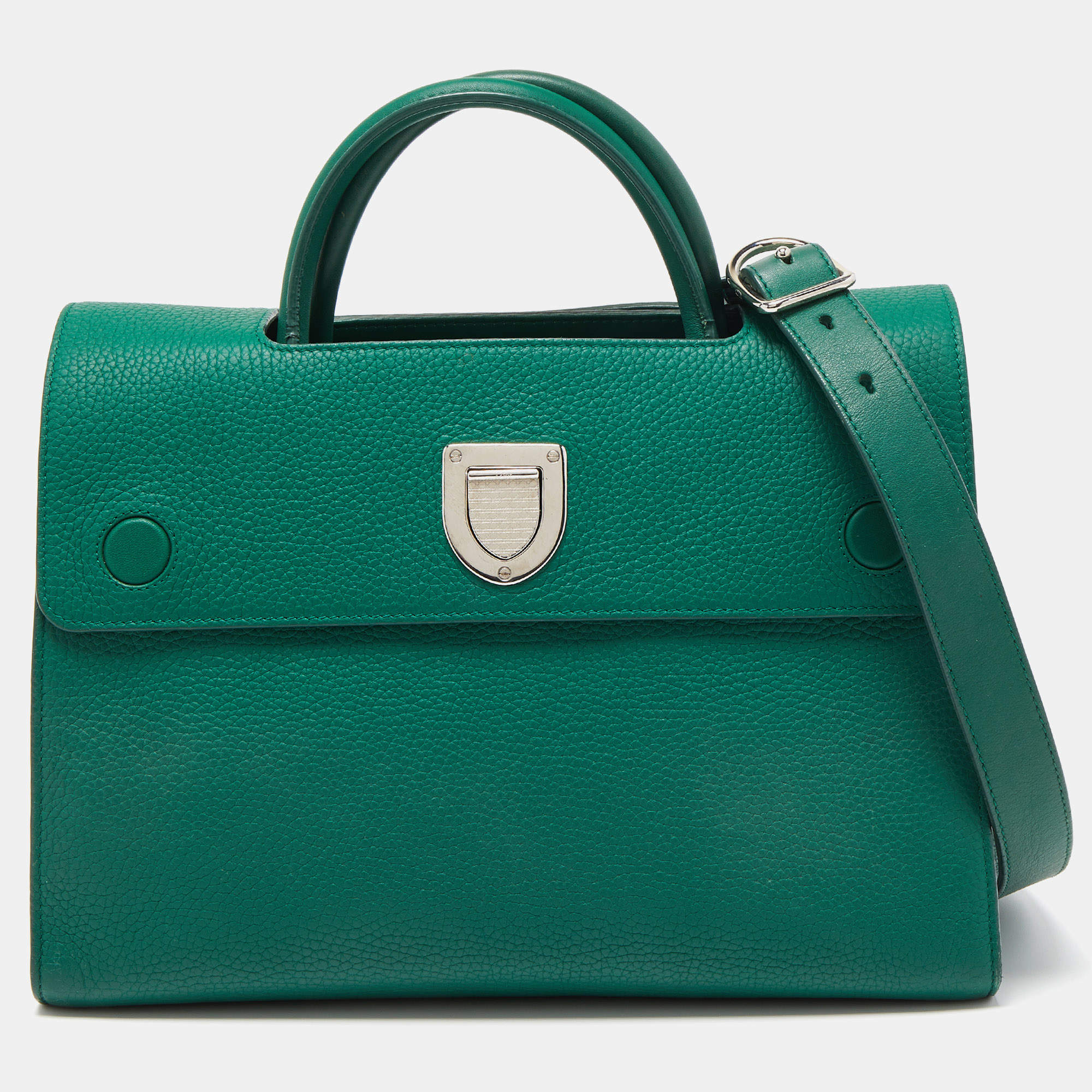 Pre Owned Dior Green Leather Medium Diorever Bag