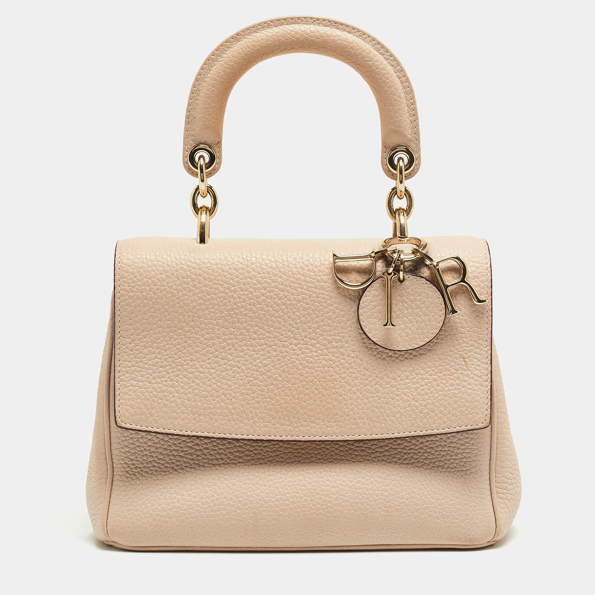 Dior Beige Leather Mini Be Dior Top Handle Bag