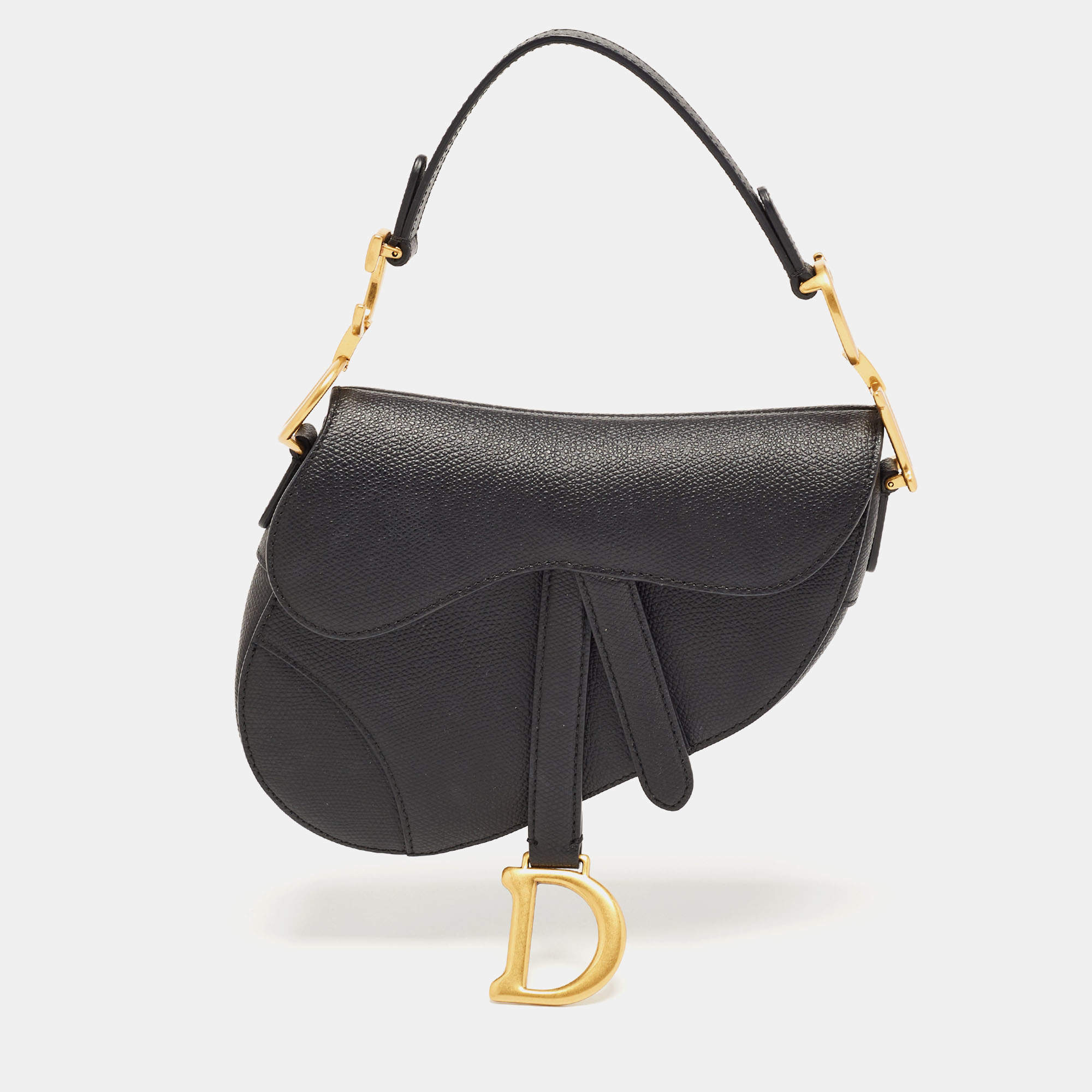 Pre Owned Dior Black Leather Mini Saddle Bag