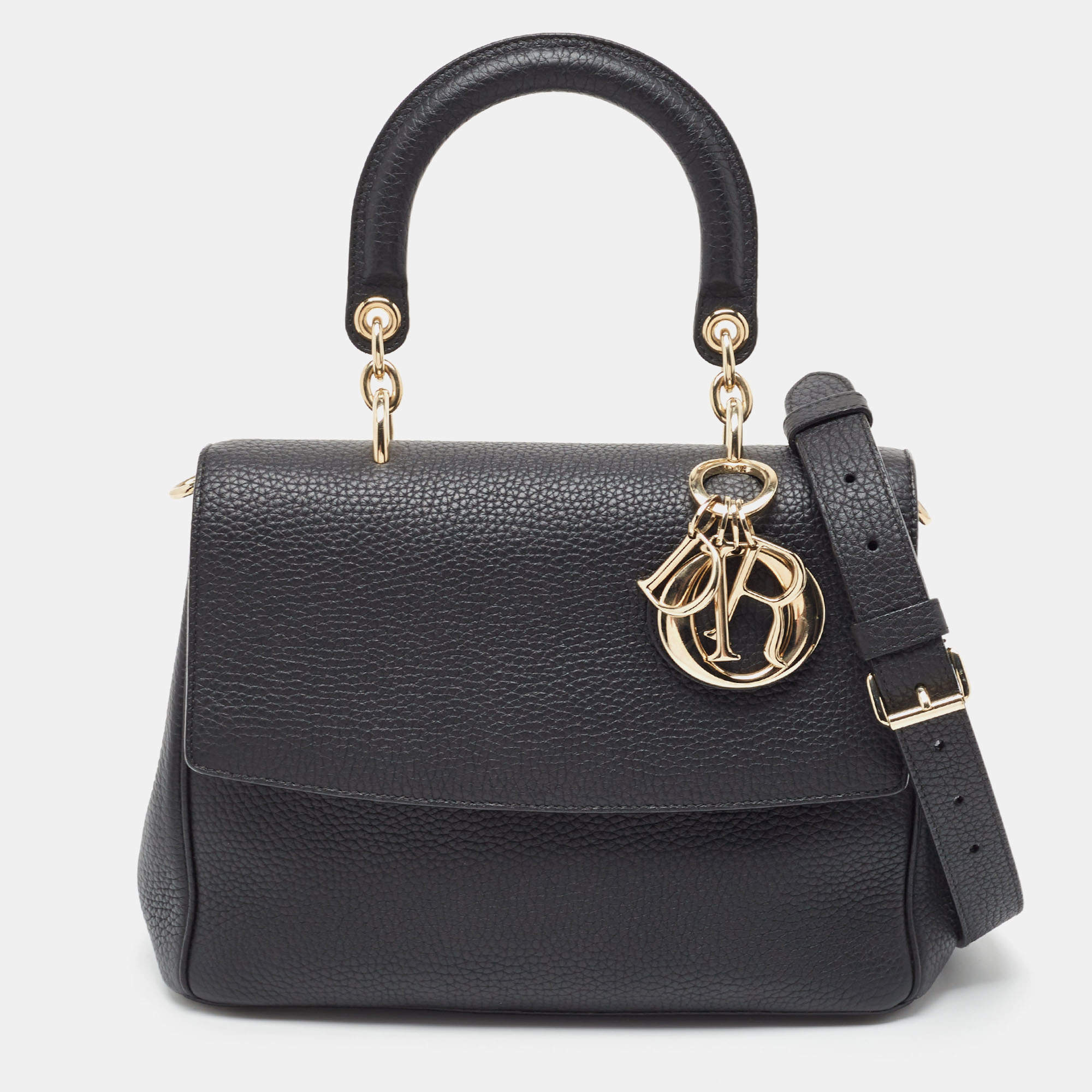 Pre Owned Dior Black Leather Mini Be Dior Top Handle Bag