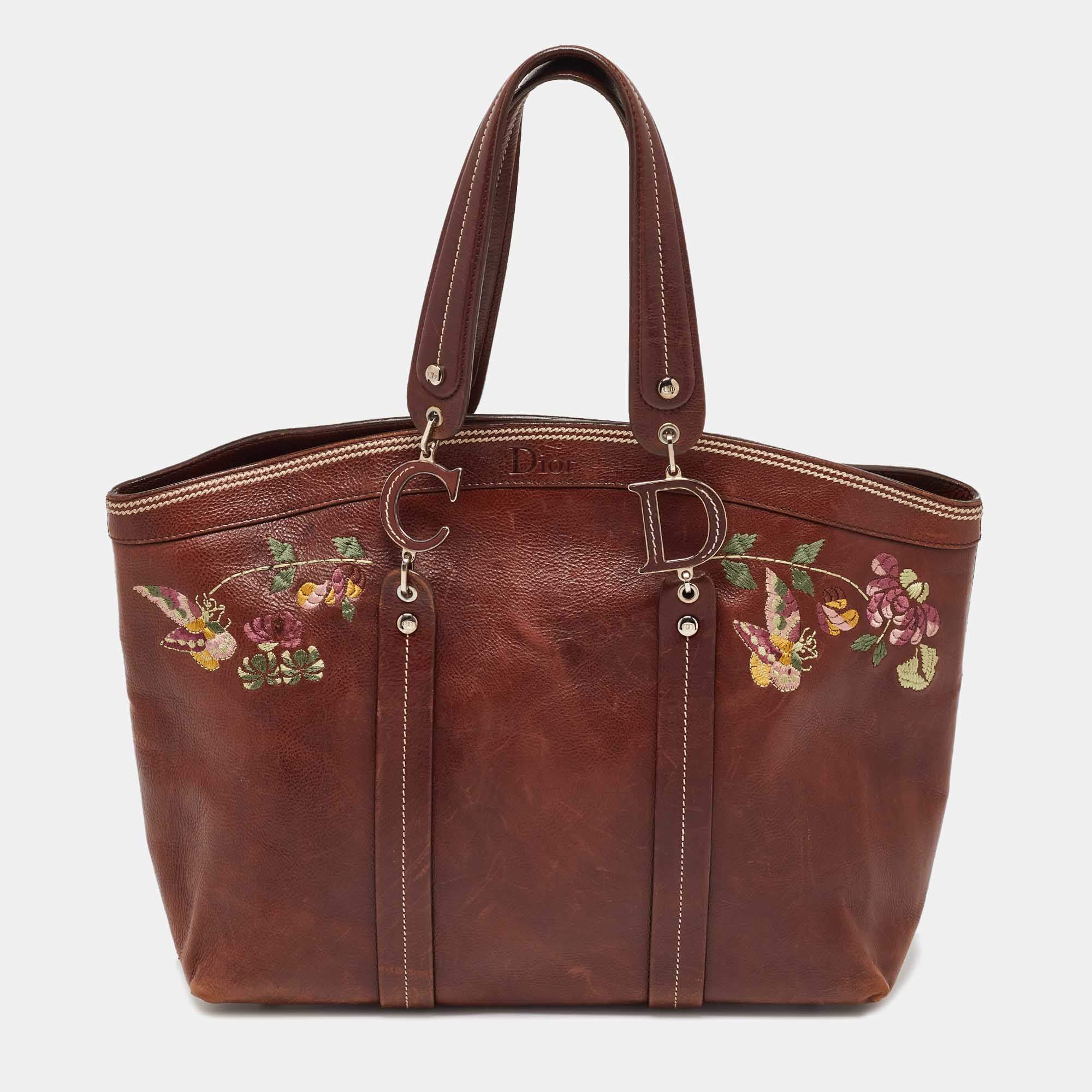 Pre Owned Dior Brown Leather Romantique Satchel