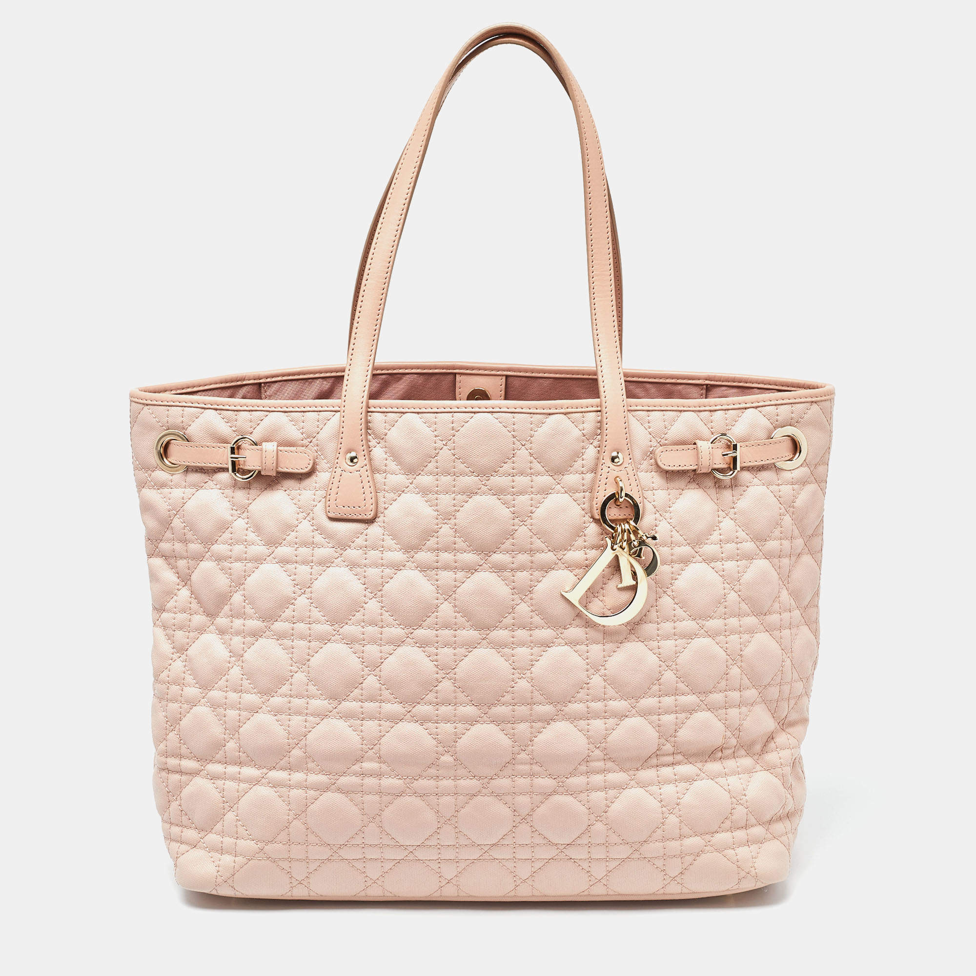 Dior Pink Cannage Coated Canvas and Leather Medium Panarea Shopper Tote