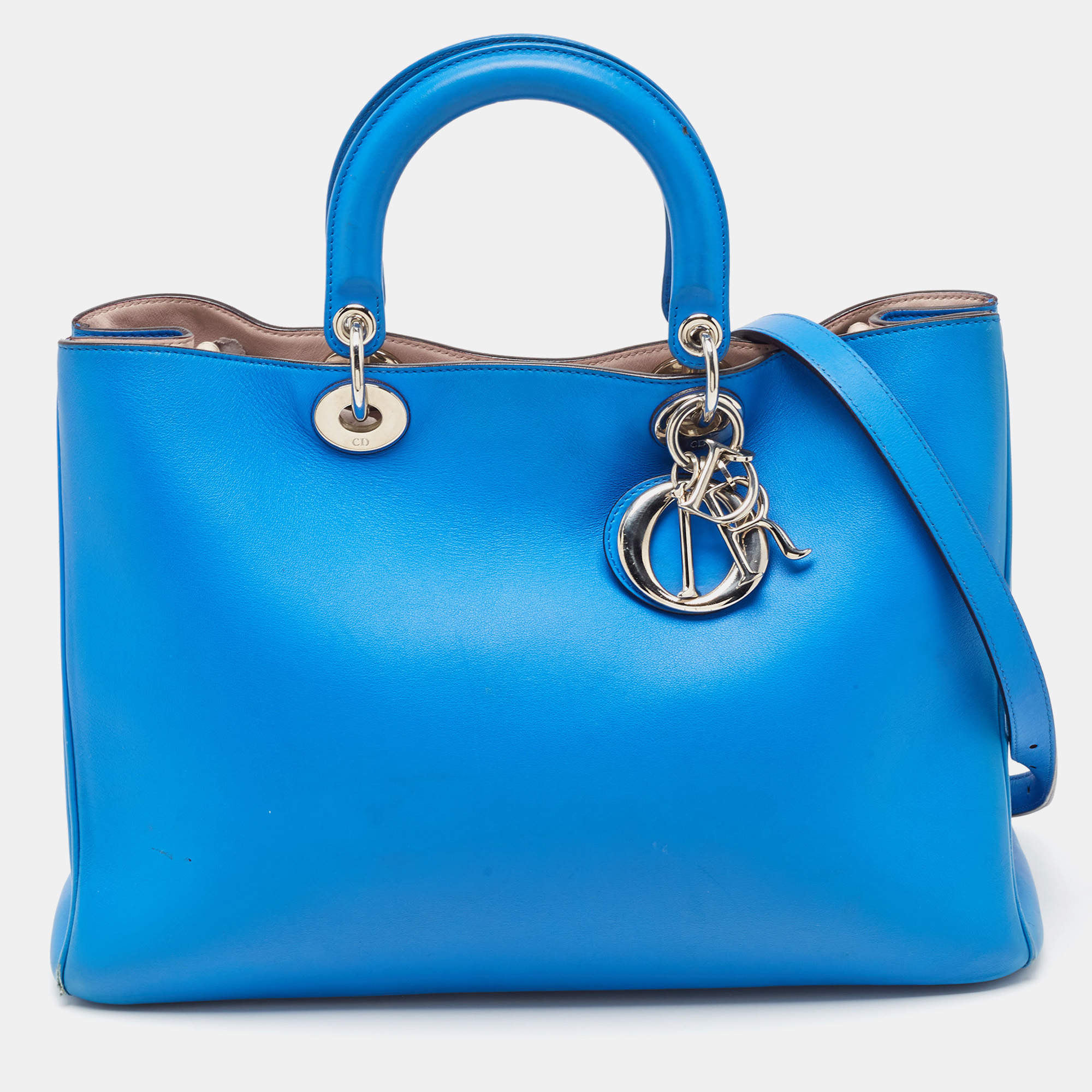 Dior Blue Leather Large Diorissimo Shopper Tote