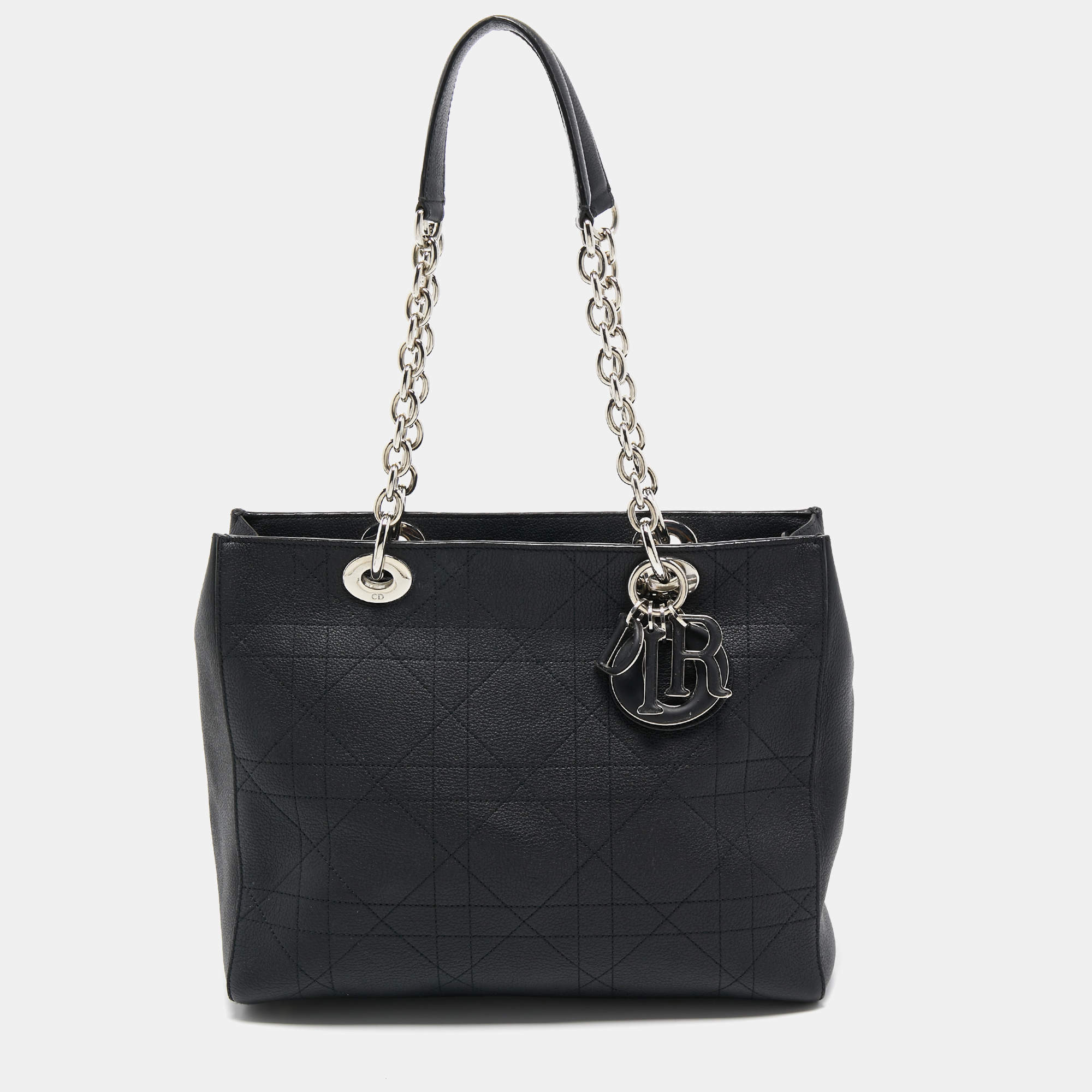 Pre Owned Dior Black Cannage Leather Medium Ultradior Tote