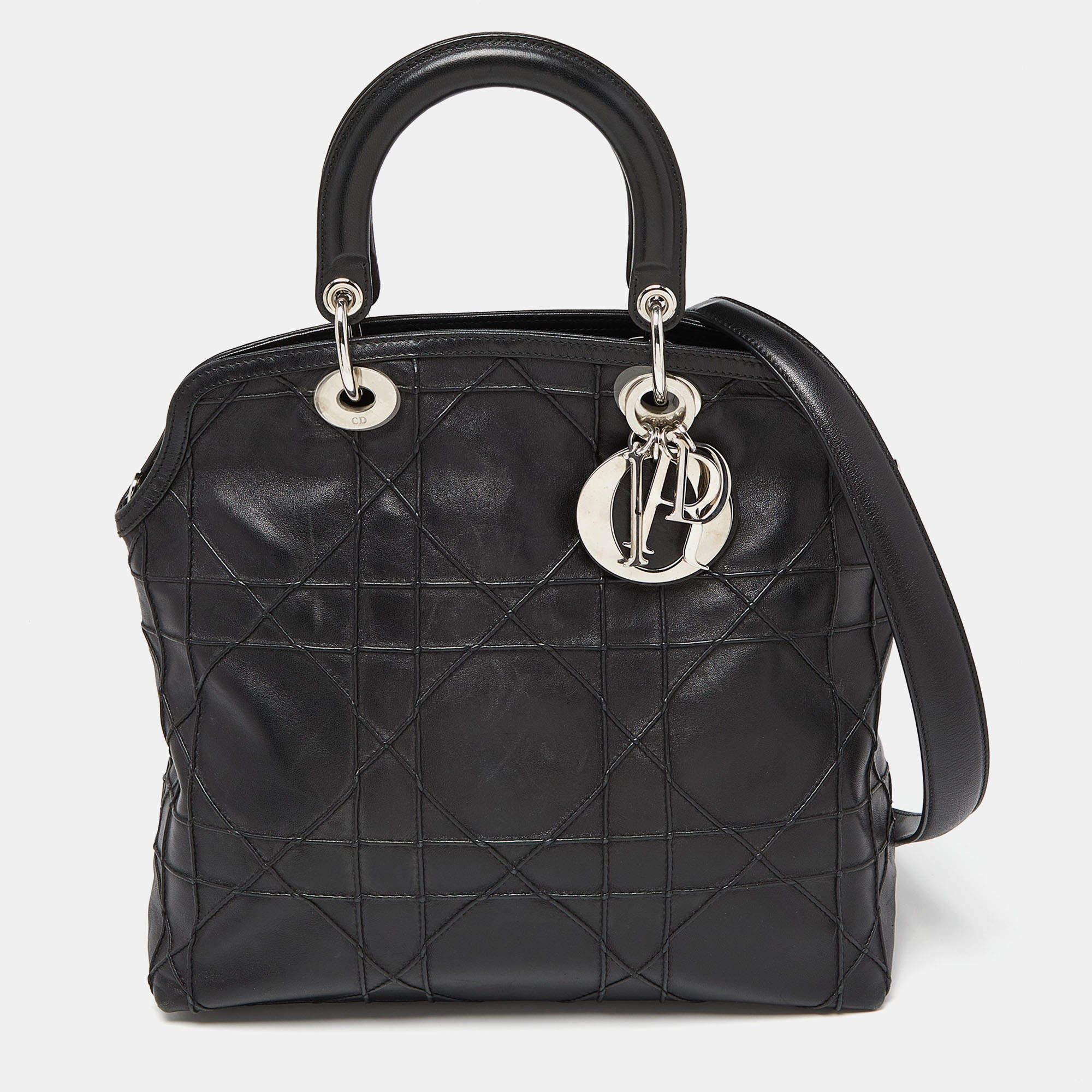 Pre Owned Dior Black Cannage Leather Granville Tote 