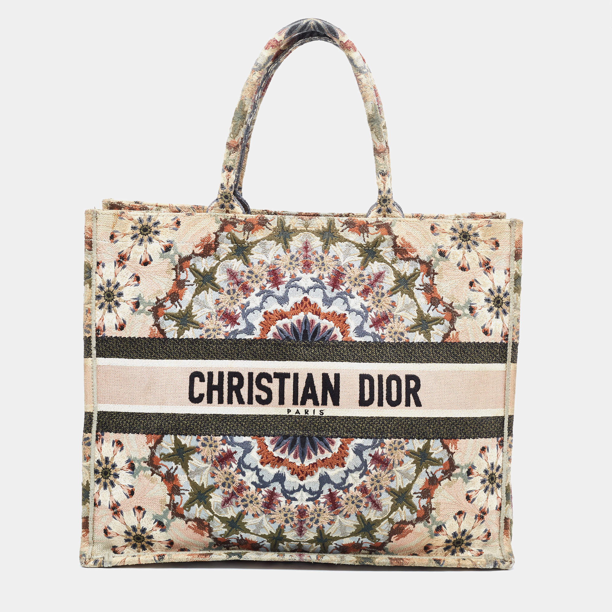 Pre Owned Dior Multicolor Embroidered Canvas Large Book Tote