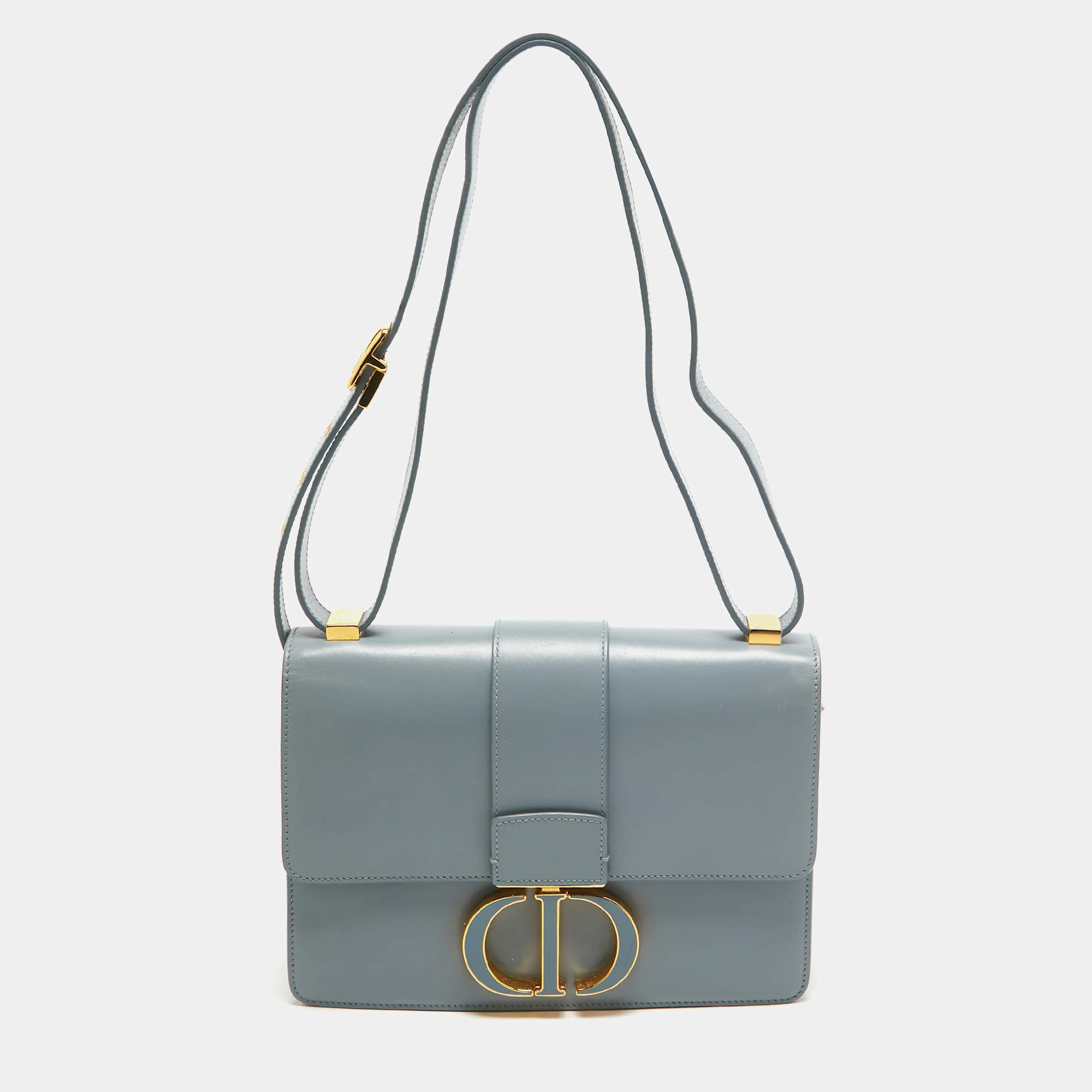 Pre Owned Dior Pale Blue Leather 30 Montaigne Shoulder Bag