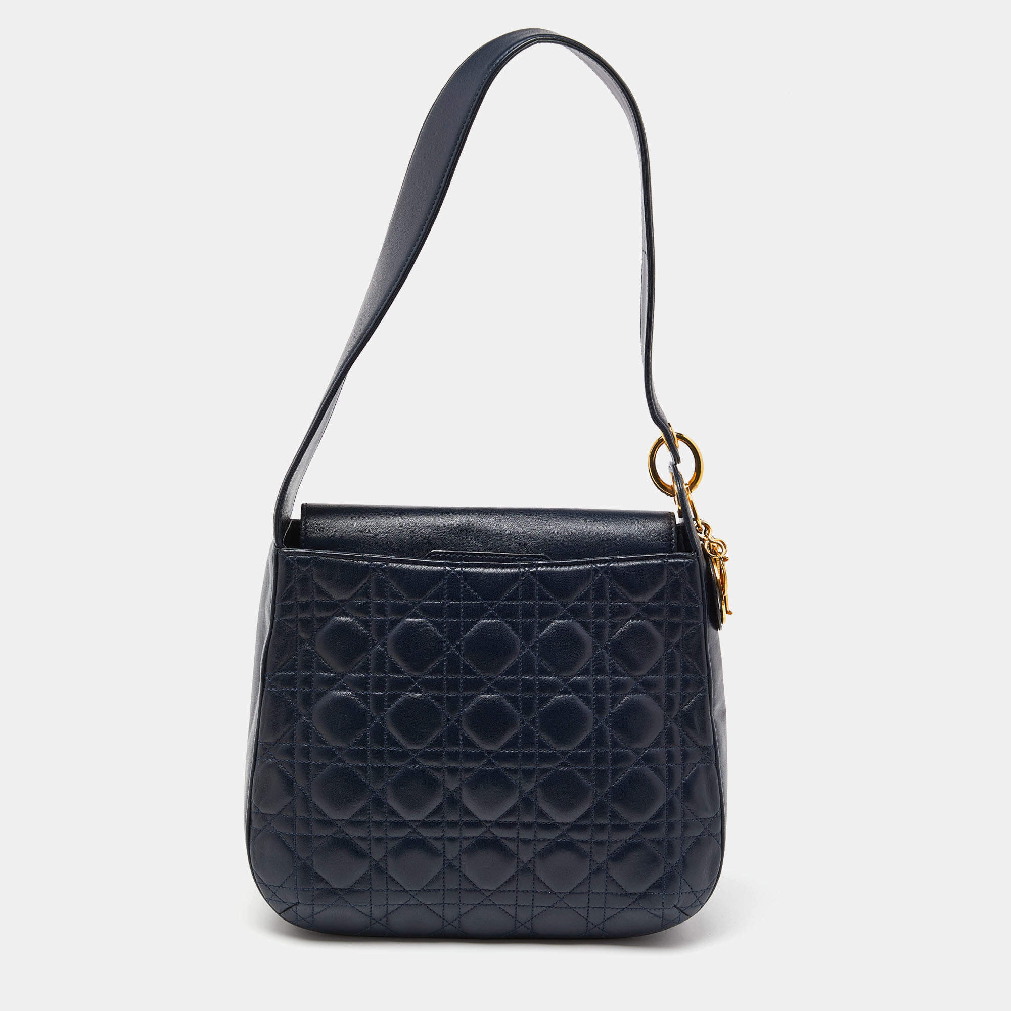 Pre Owned Dior Blue Cannage Leather Vintage Lady Dior Hobo